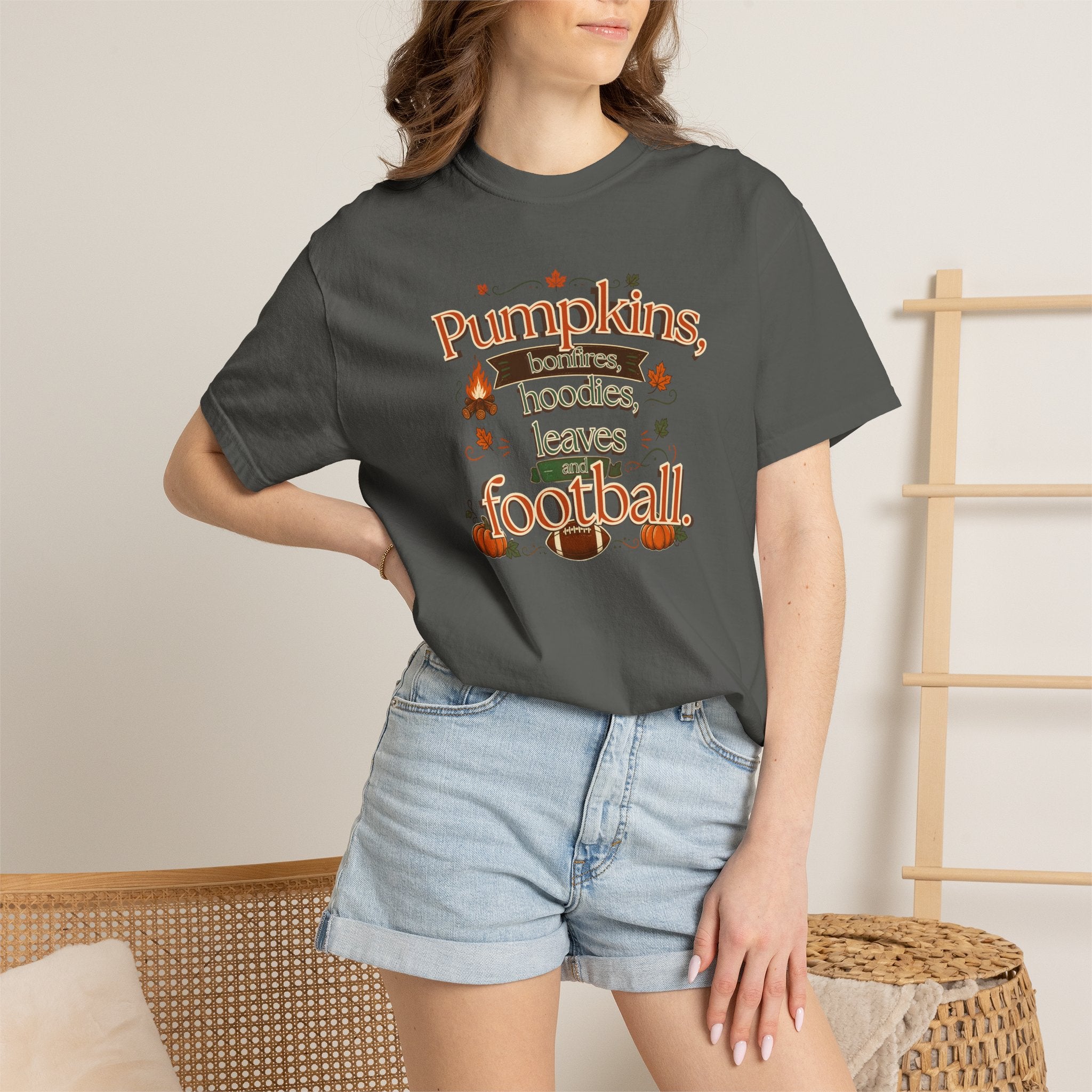 Fall Pumpkins Hoodies Leaves Football T‑Shirt