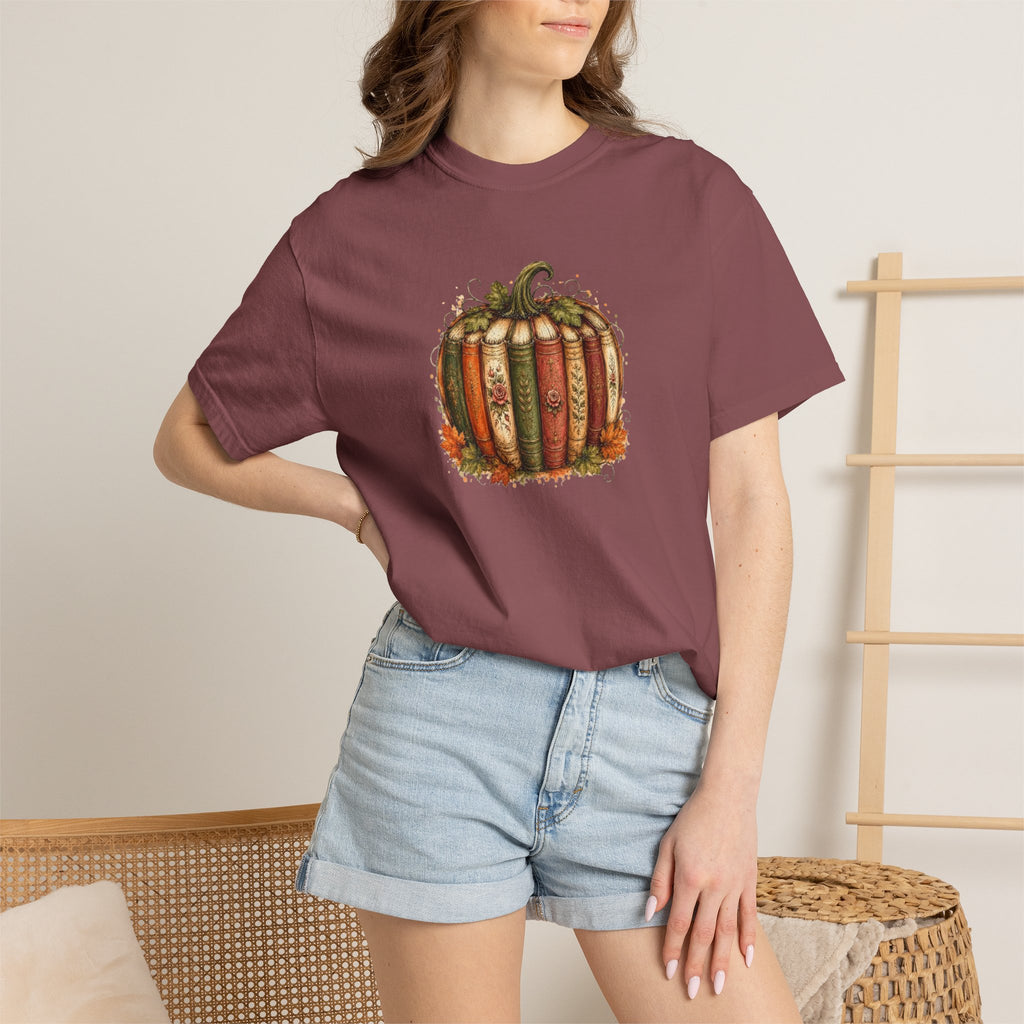 Vintage Fall Pumpkin Book Graphic T-Shirt