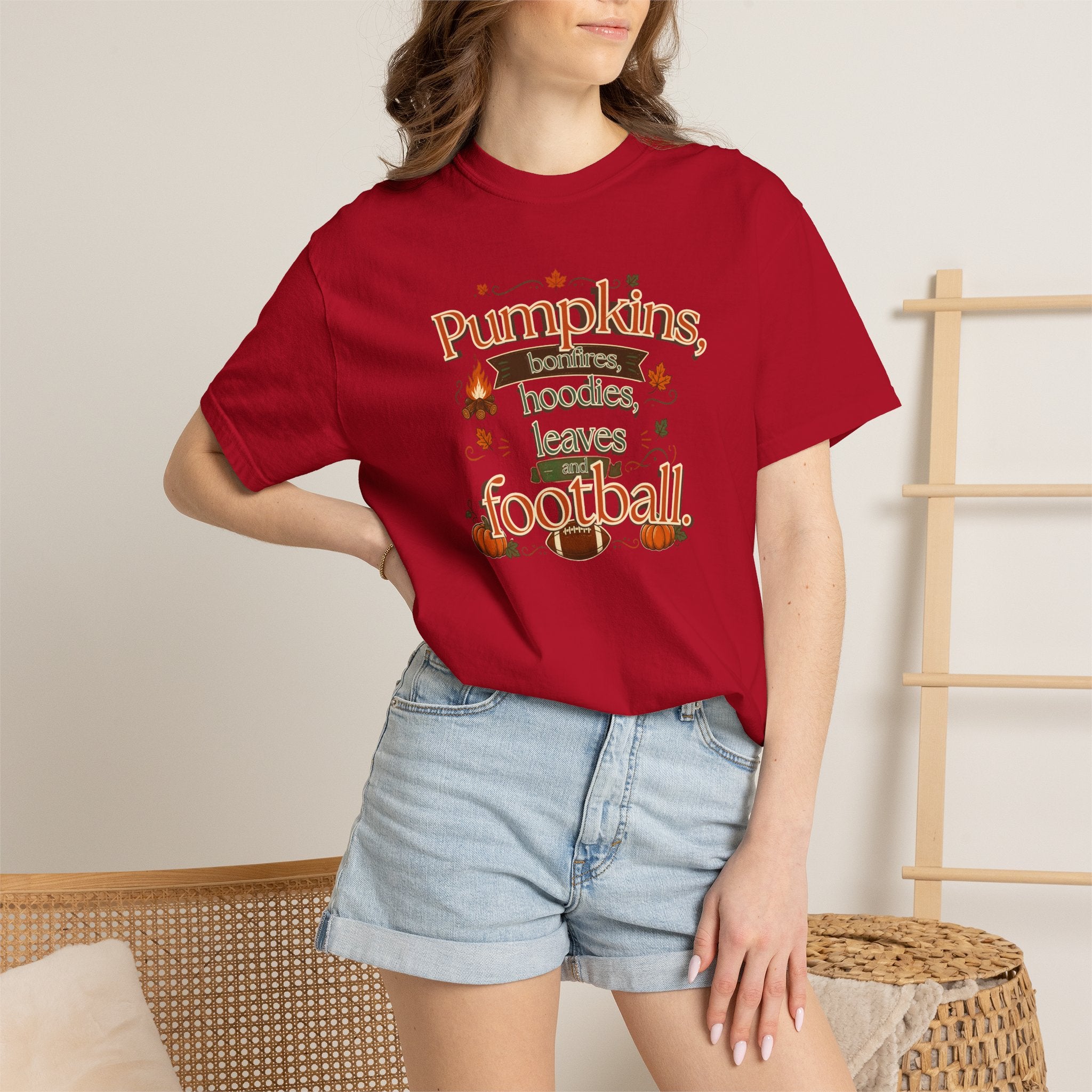 Fall Pumpkins Hoodies Leaves Football T‑Shirt