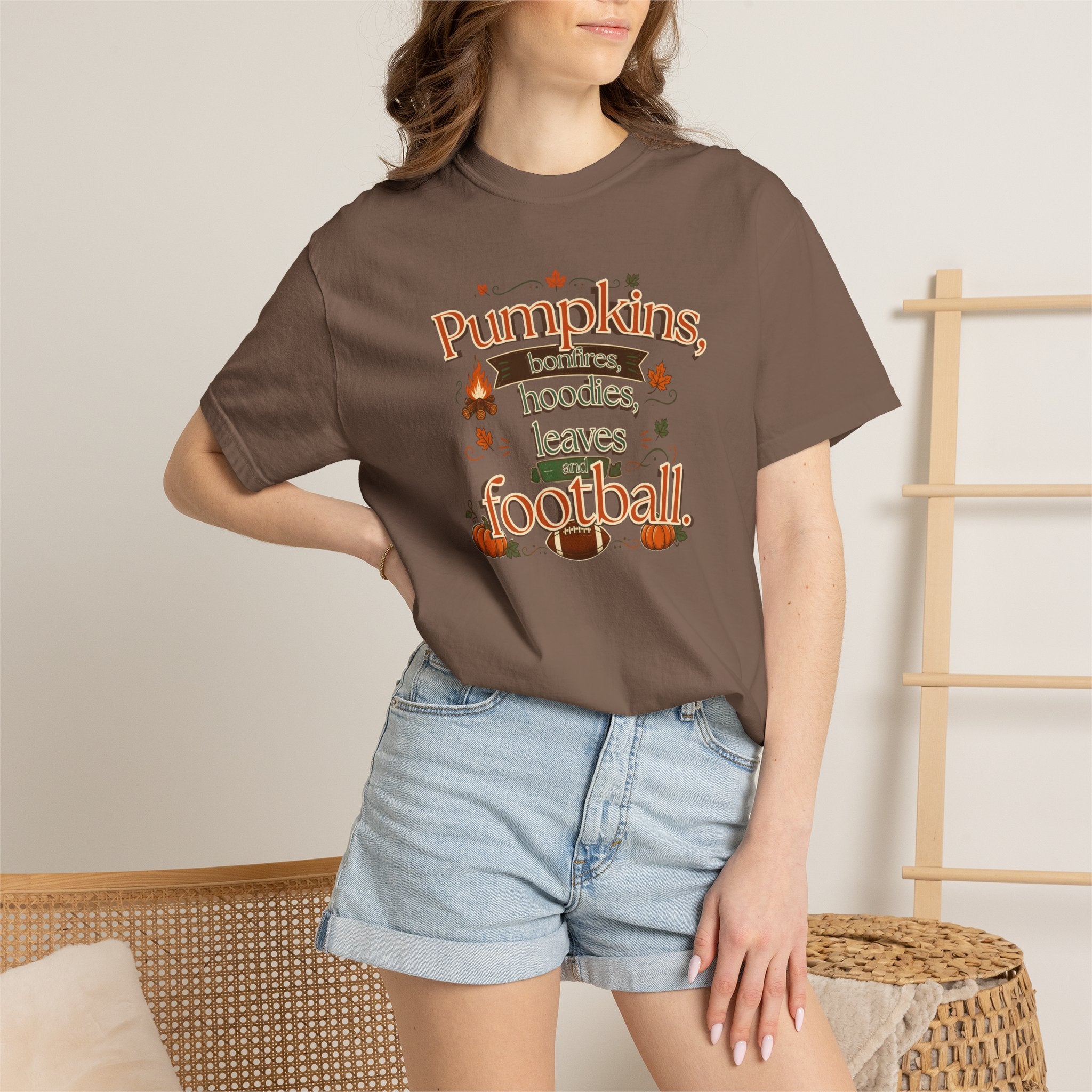 Fall Pumpkins Hoodies Leaves Football T‑Shirt