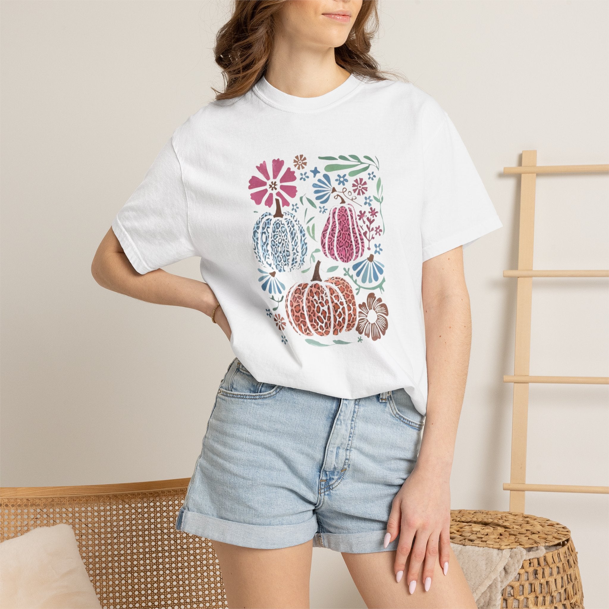 Autumn Floral Pumpkins T-Shirt
