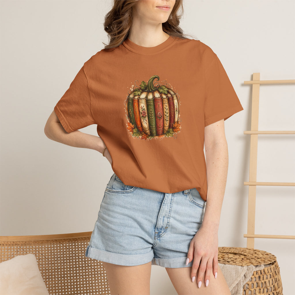 Vintage Fall Pumpkin Book Graphic T-Shirt