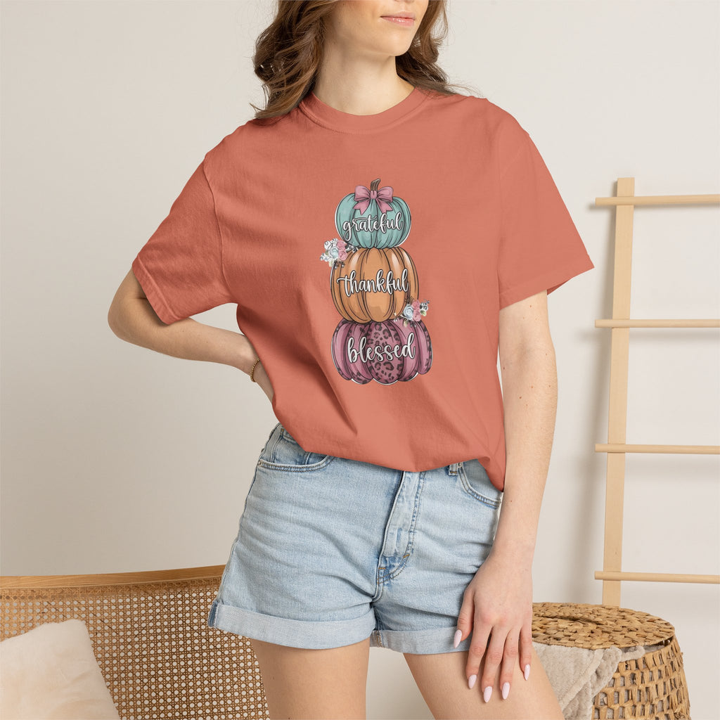 Pumpkin Stack "Grateful Thankful Blessed" T-Shirt