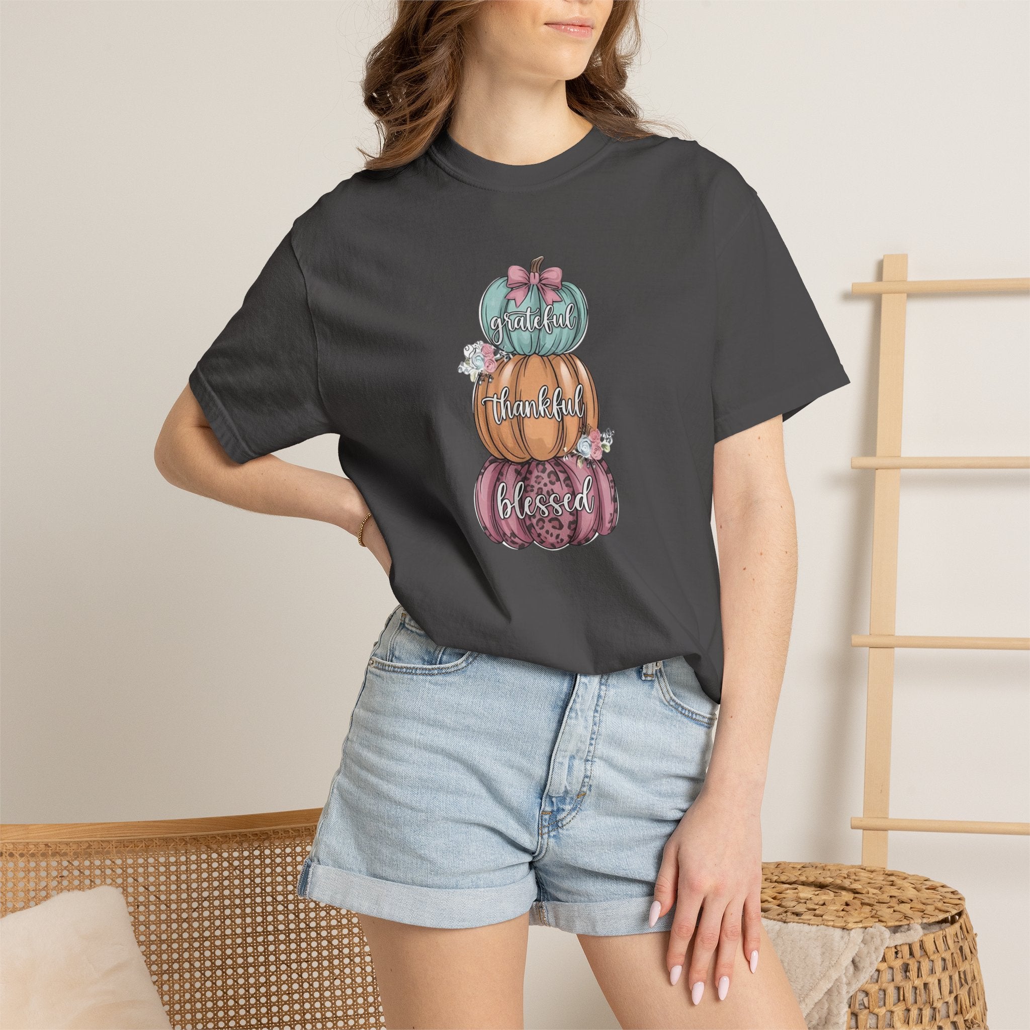 Pumpkin Stack "Grateful Thankful Blessed" T-Shirt