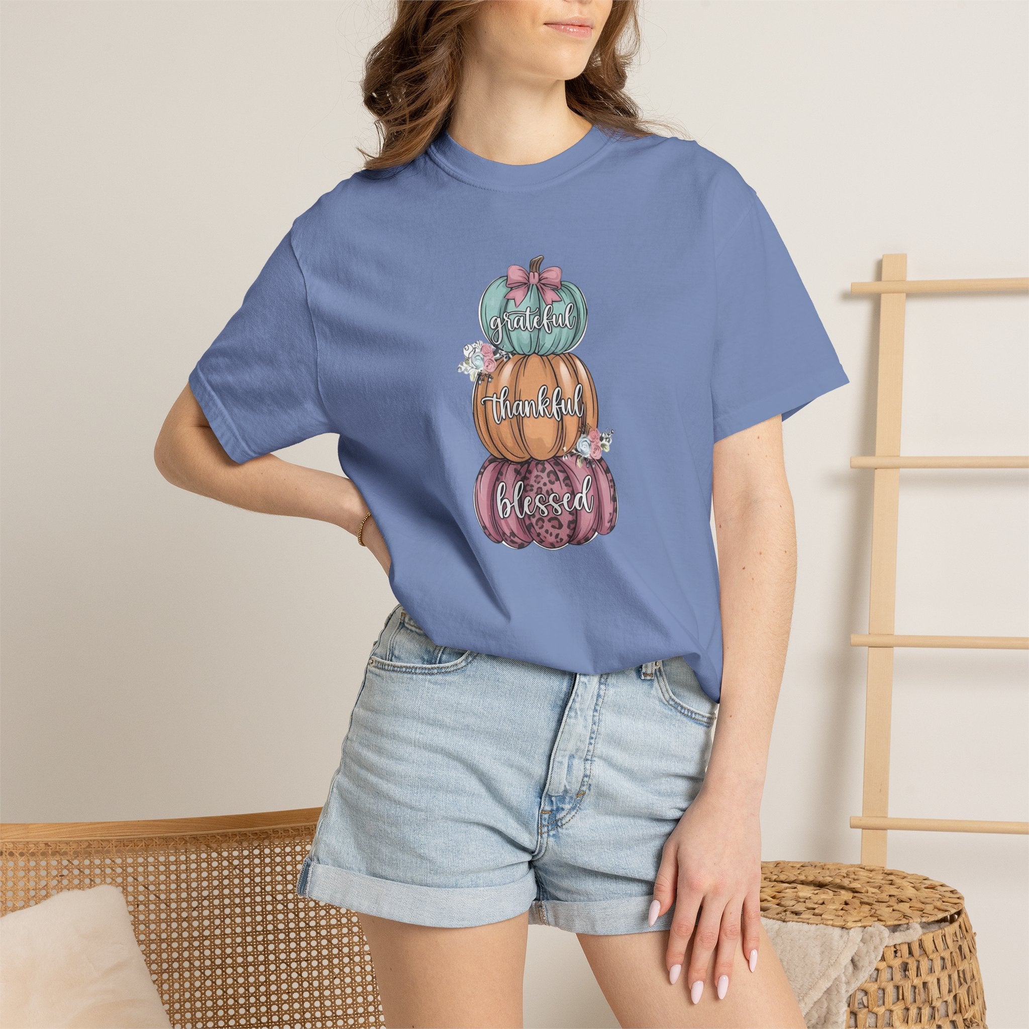 Pumpkin Stack "Grateful Thankful Blessed" T-Shirt