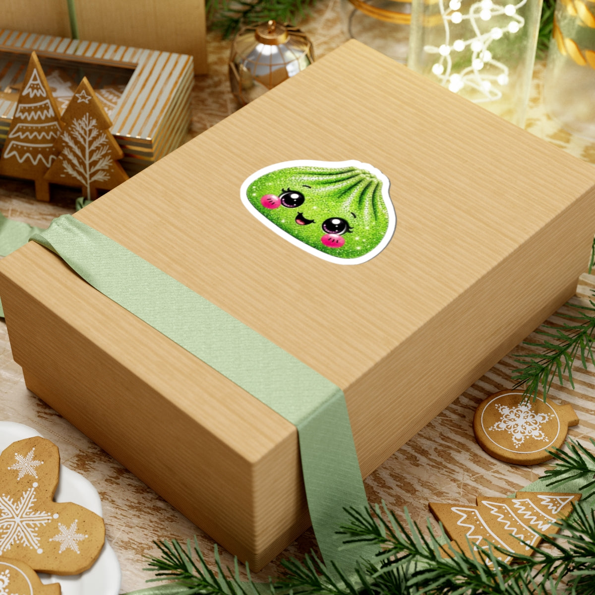 Cute Glitter Green Dumpling Sticker