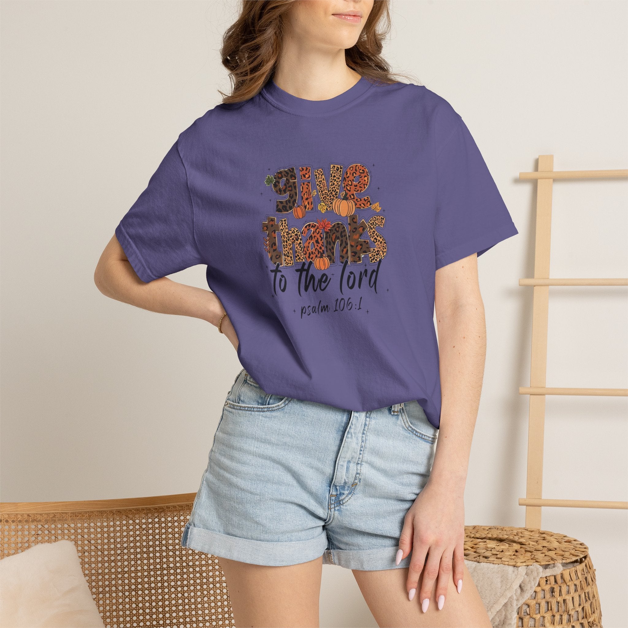 Give Thanks to the Lord T-Shirt — Psalm 106:1 Thanksgiving Faith Tee