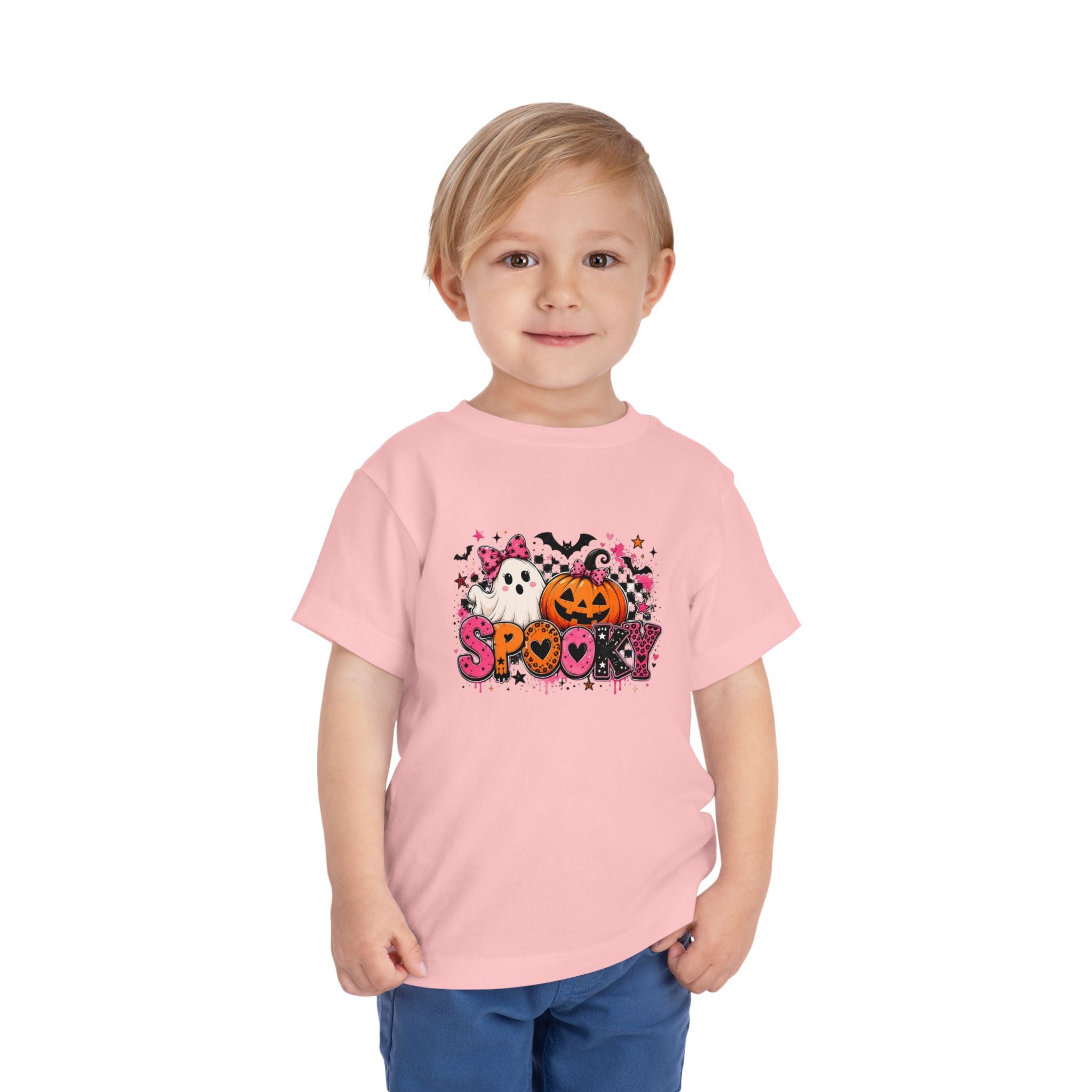 Toddler Tee — "Spooky" Halloween Ghost & Pumpkin Shirt