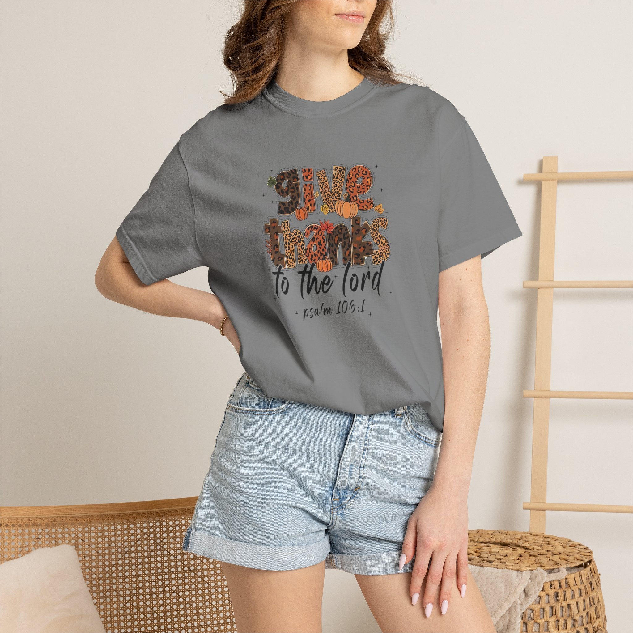 Give Thanks to the Lord T-Shirt — Psalm 106:1 Thanksgiving Faith Tee