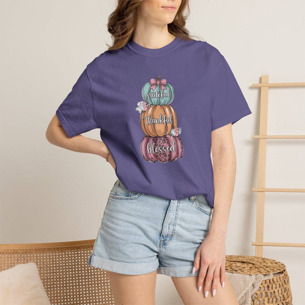 Pumpkin Stack "Grateful Thankful Blessed" T-Shirt