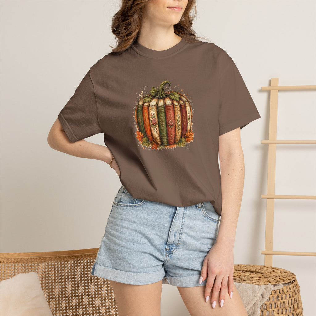 Vintage Fall Pumpkin Book Graphic T-Shirt