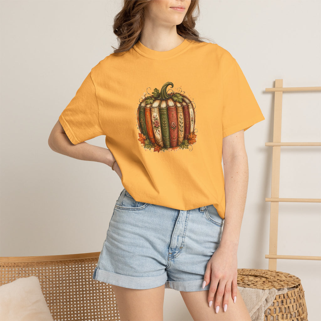 Vintage Fall Pumpkin Book Graphic T-Shirt