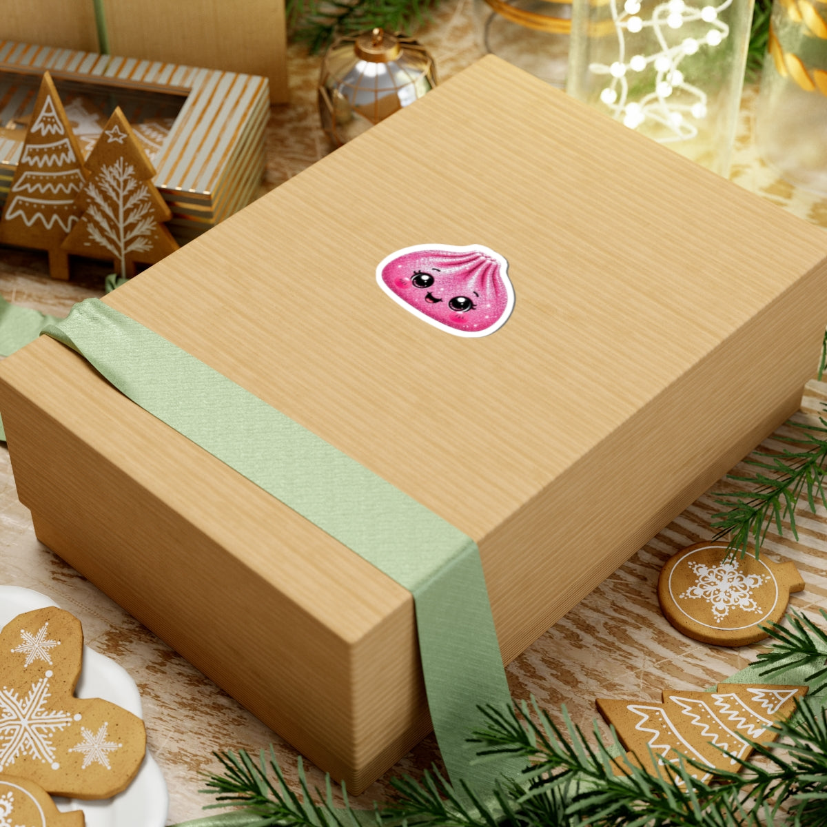 Kawaii Pink Glitter Dumpling Sticker