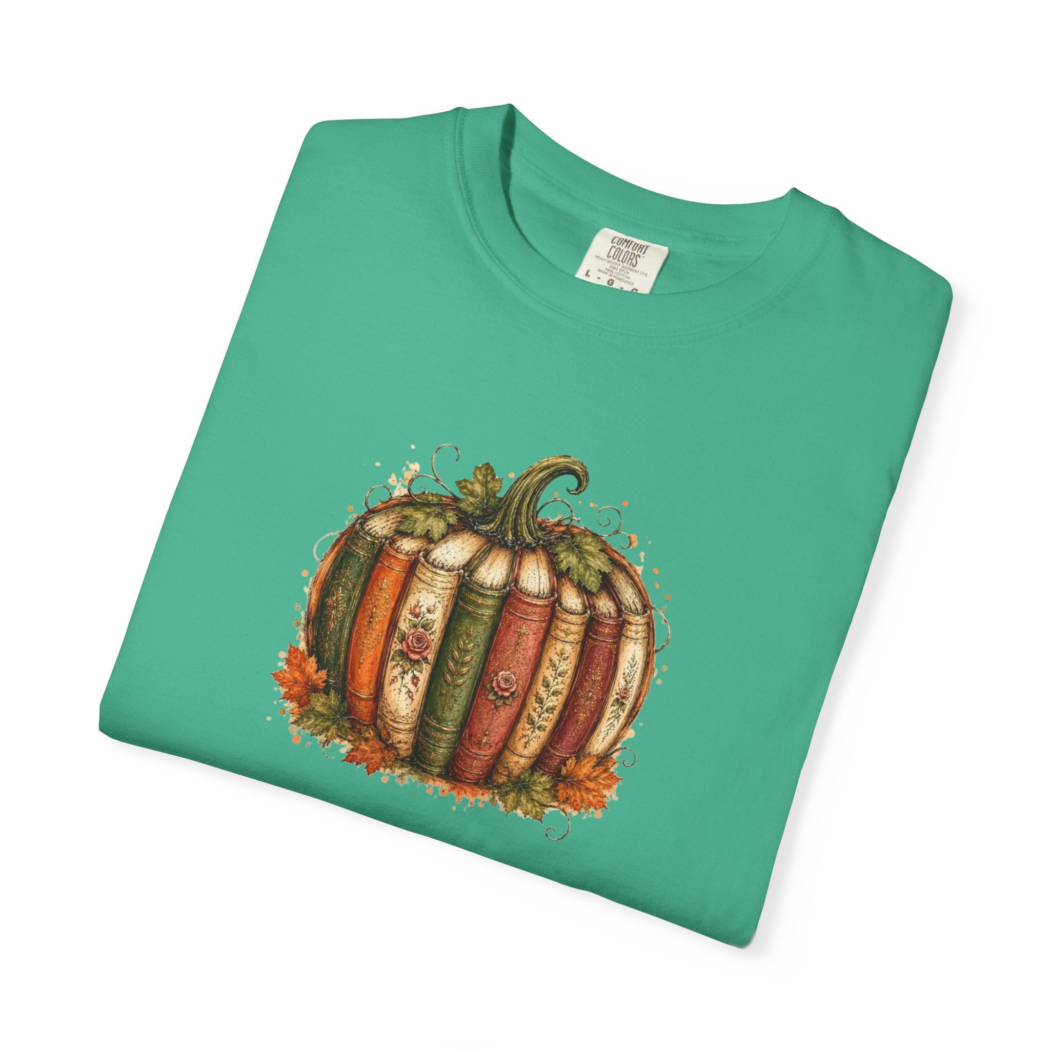 Vintage Fall Pumpkin Book Graphic T-Shirt