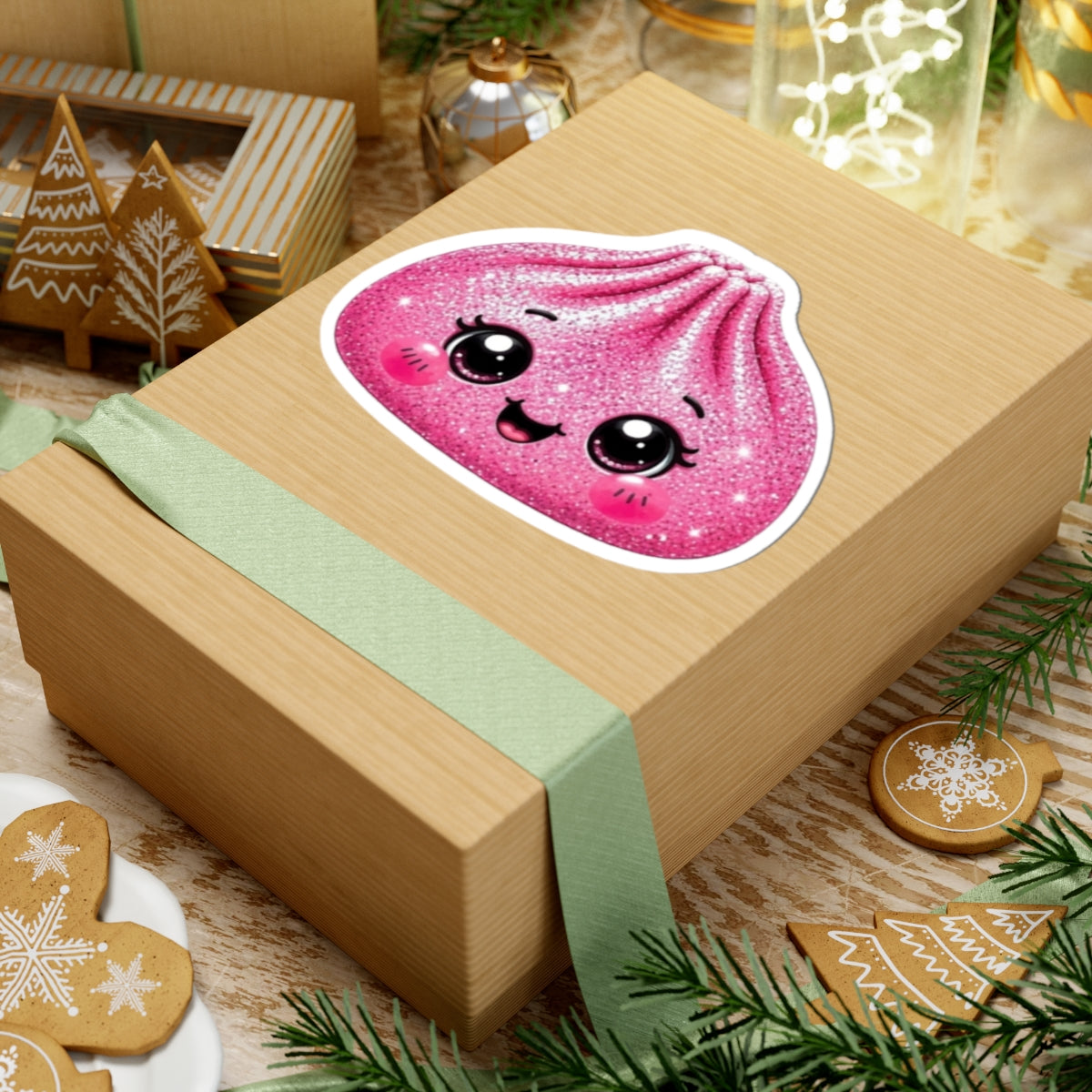 Kawaii Pink Glitter Dumpling Sticker