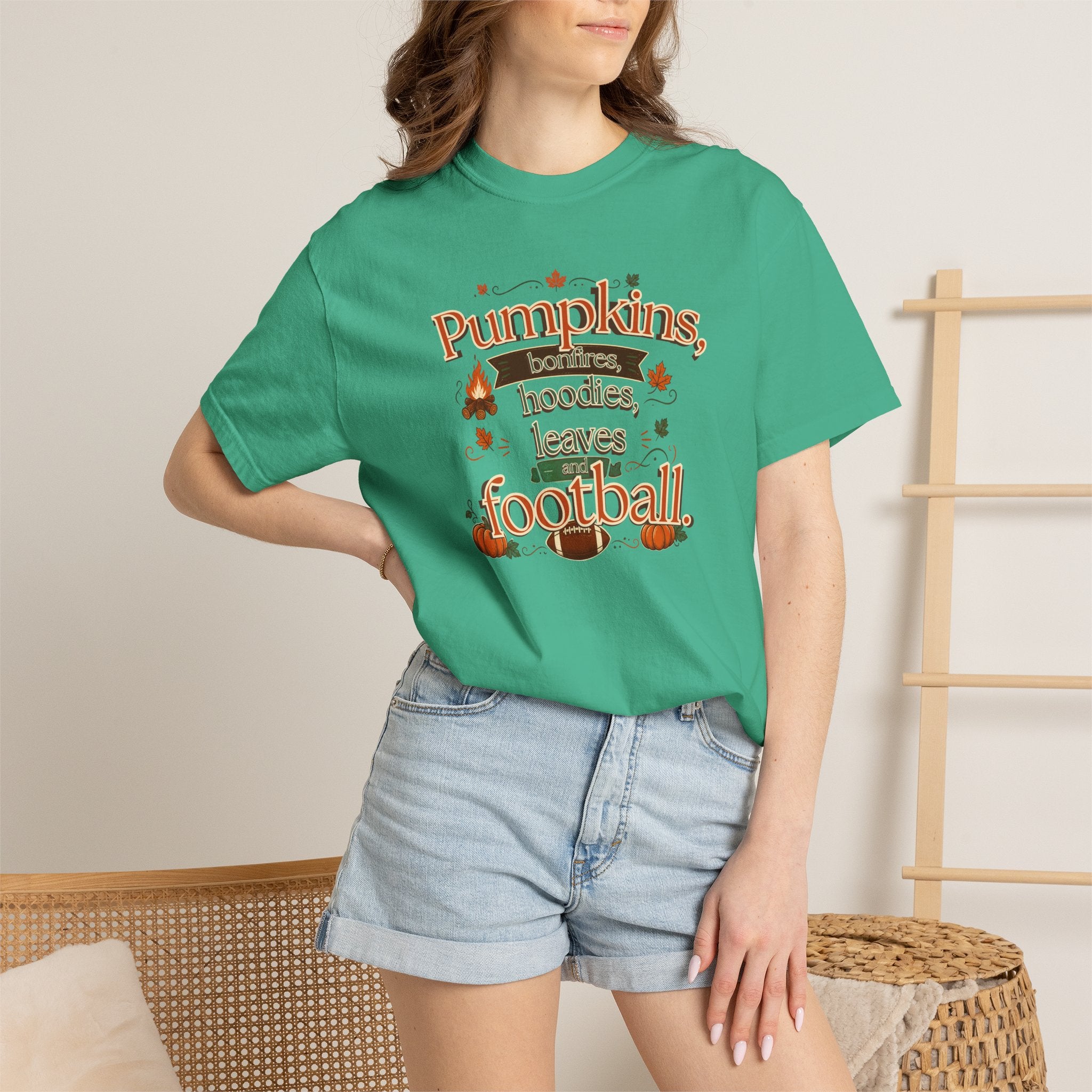 Fall Pumpkins Hoodies Leaves Football T‑Shirt