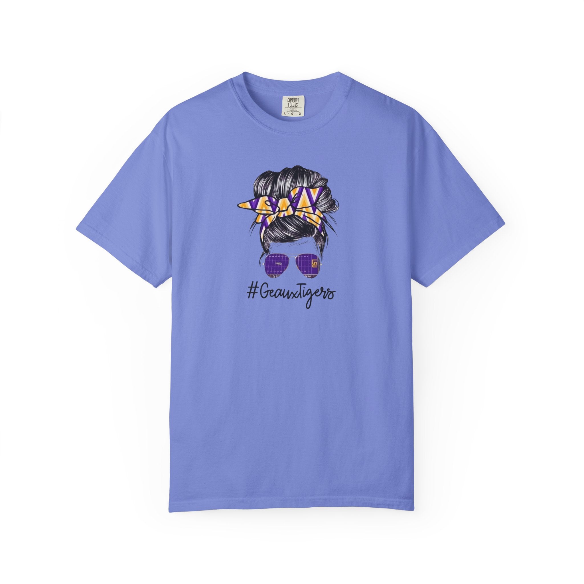 Gravtigers Hair Bun Sunglasses Graphic Tee