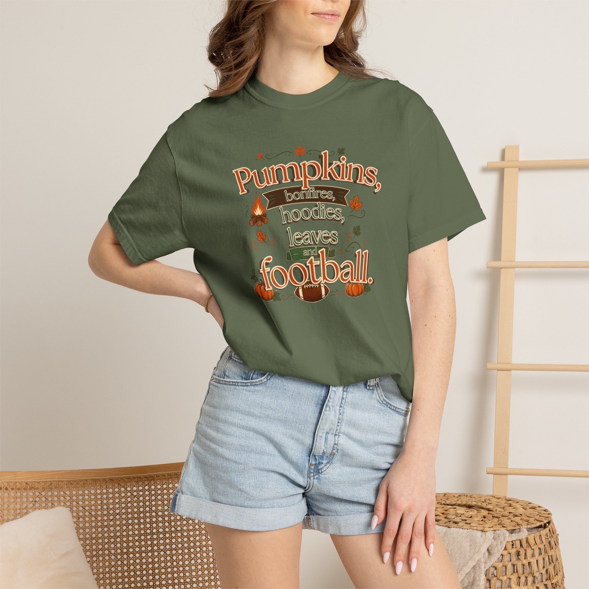 Fall Pumpkins Hoodies Leaves Football T‑Shirt