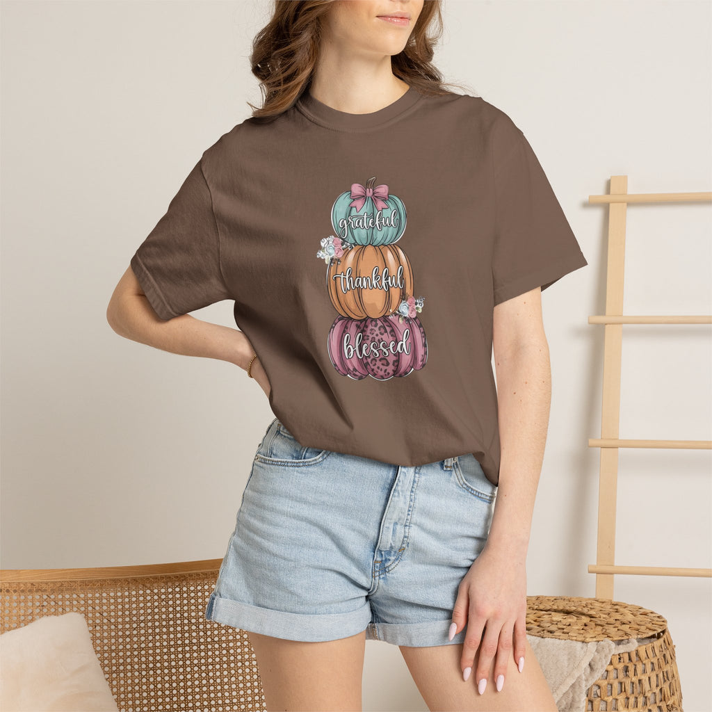 Pumpkin Stack "Grateful Thankful Blessed" T-Shirt