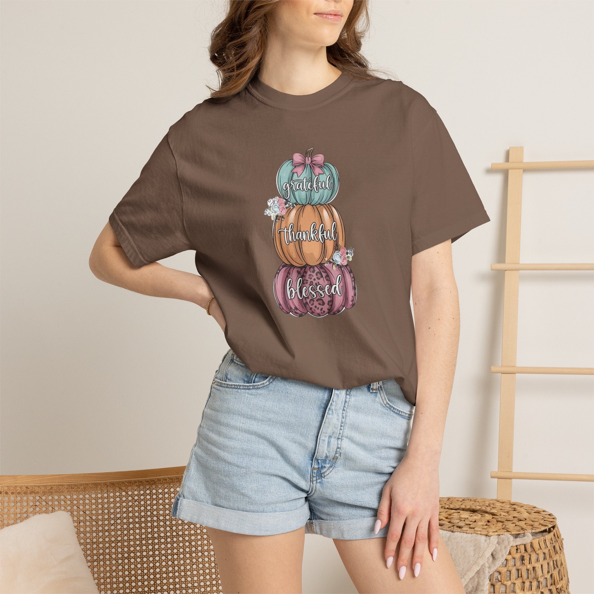 Pumpkin Stack "Grateful Thankful Blessed" T-Shirt