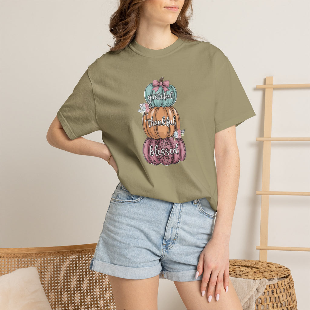 Pumpkin Stack "Grateful Thankful Blessed" T-Shirt