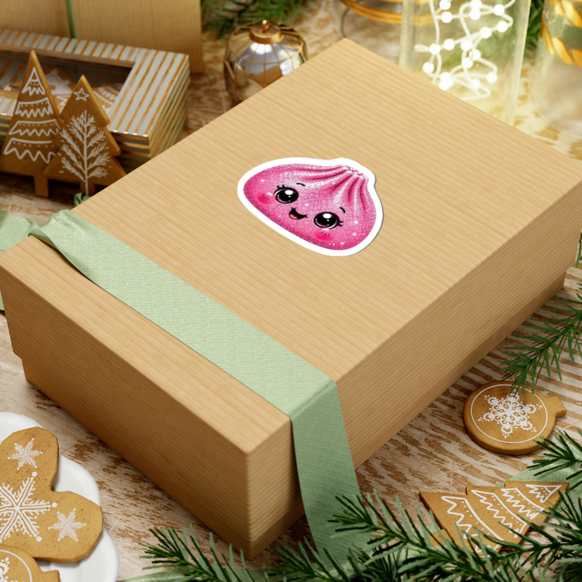 Kawaii Pink Glitter Dumpling Sticker