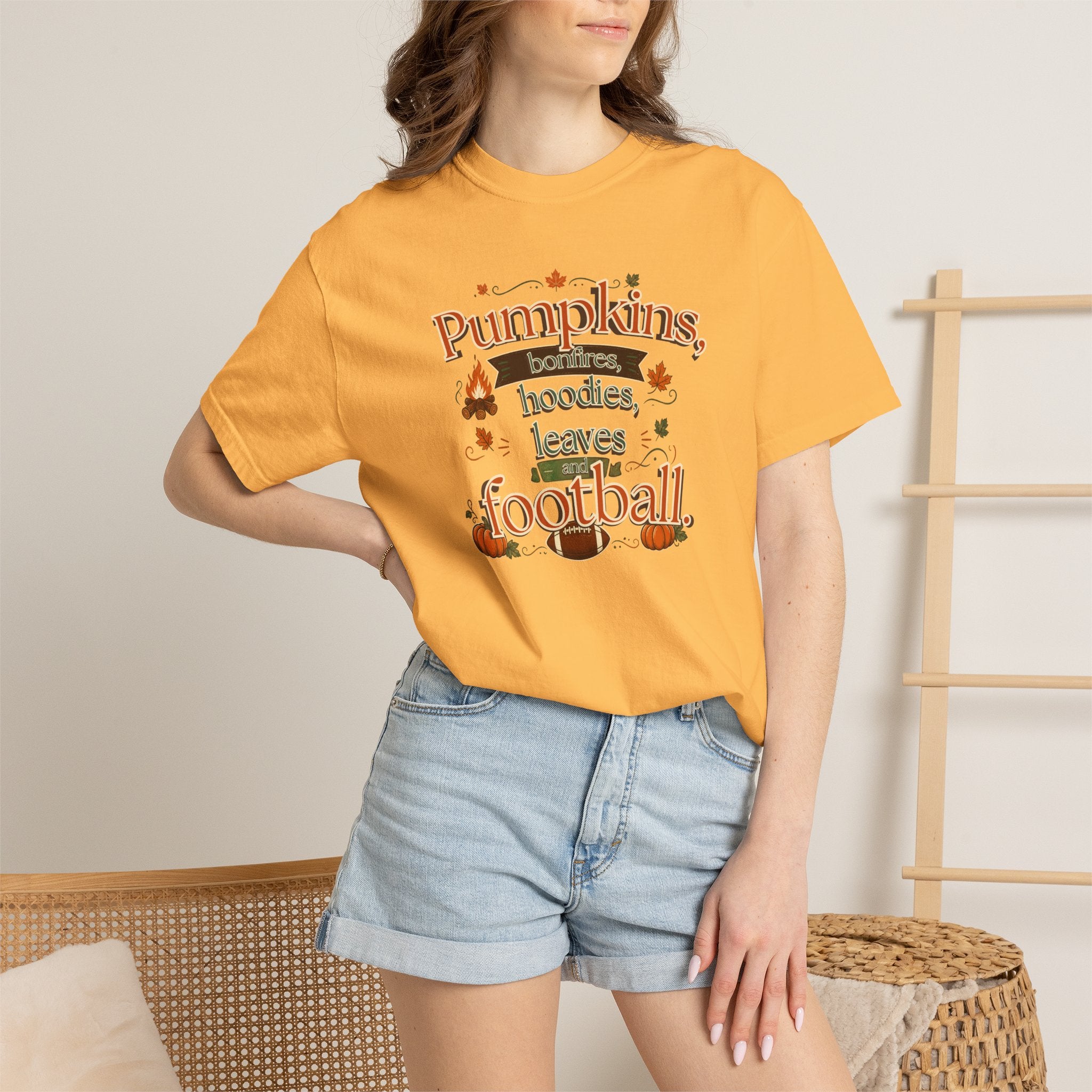 Fall Pumpkins Hoodies Leaves Football T‑Shirt