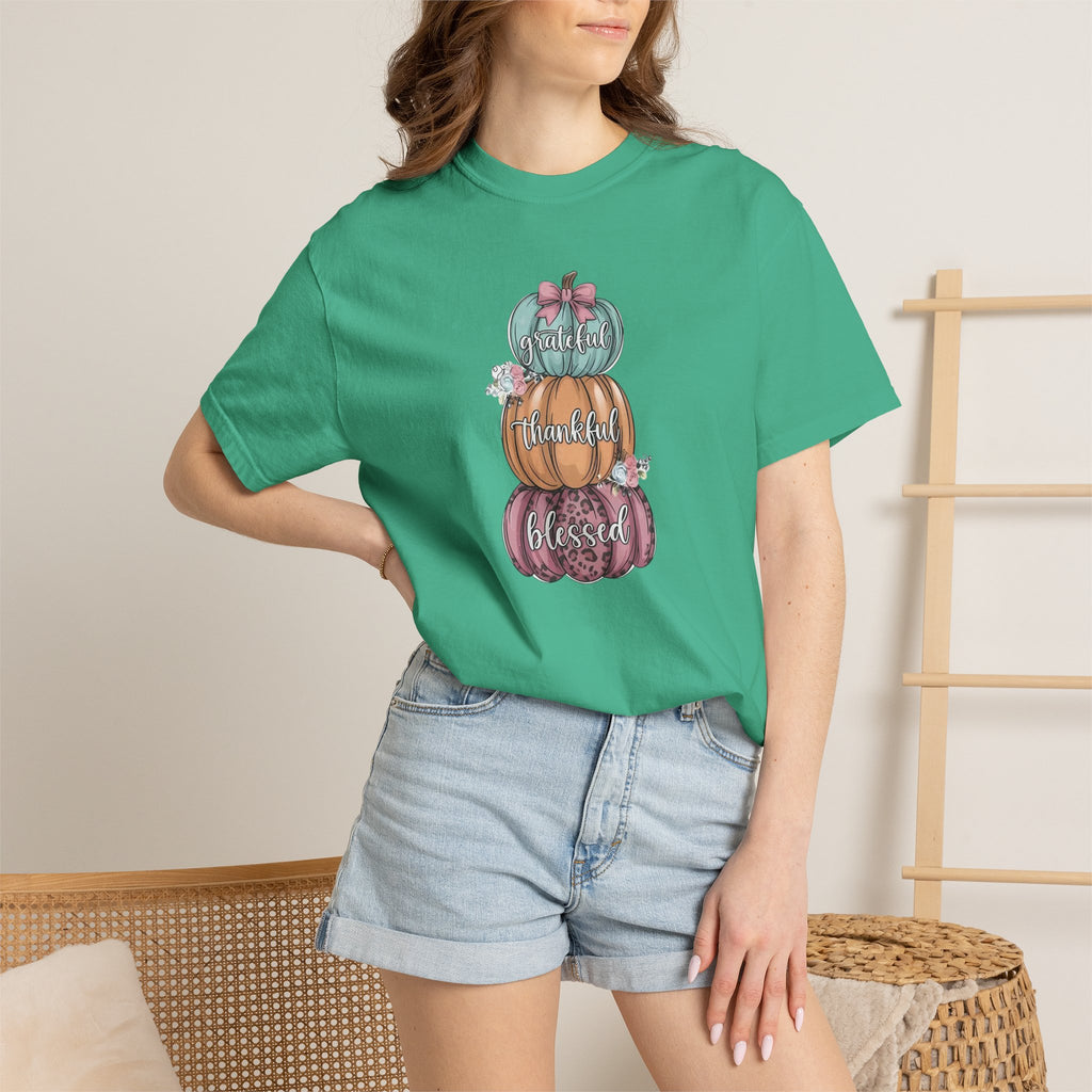 Pumpkin Stack "Grateful Thankful Blessed" T-Shirt