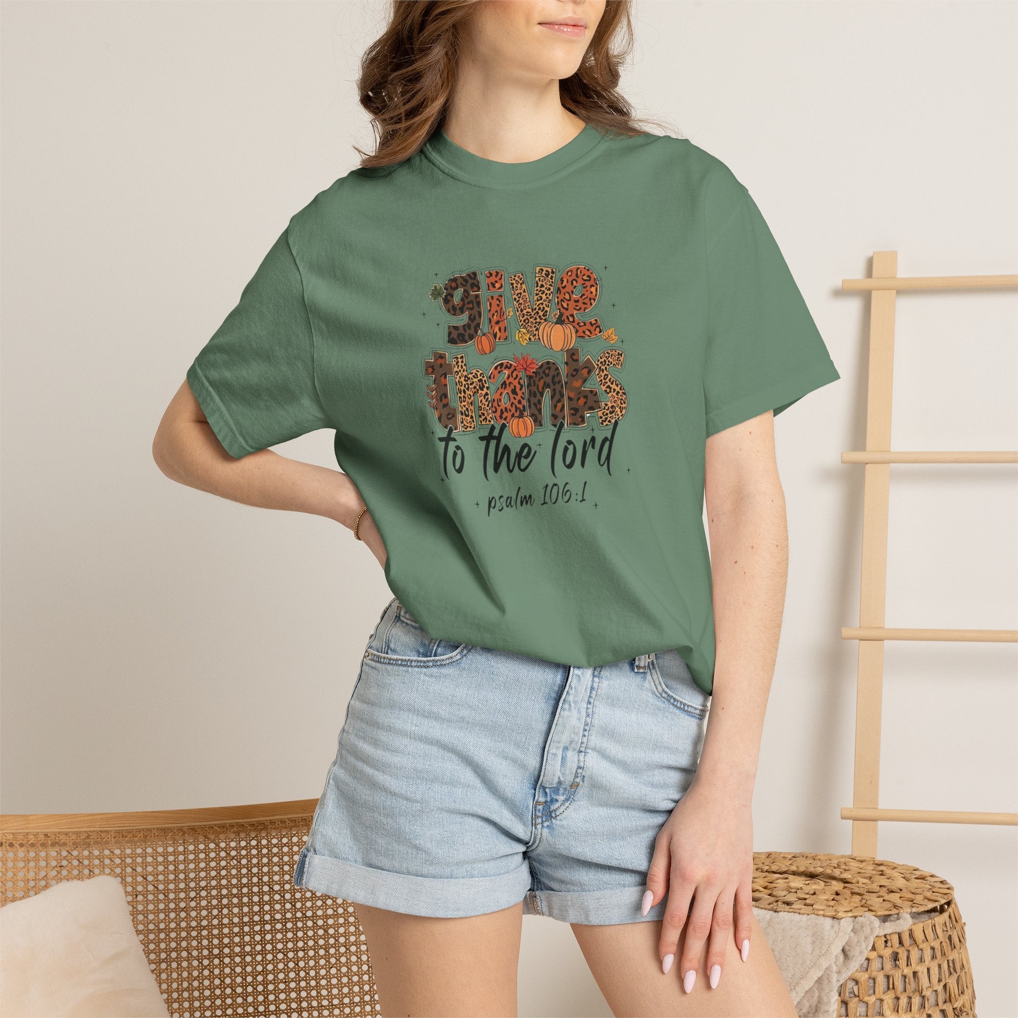 Give Thanks to the Lord T-Shirt — Psalm 106:1 Thanksgiving Faith Tee