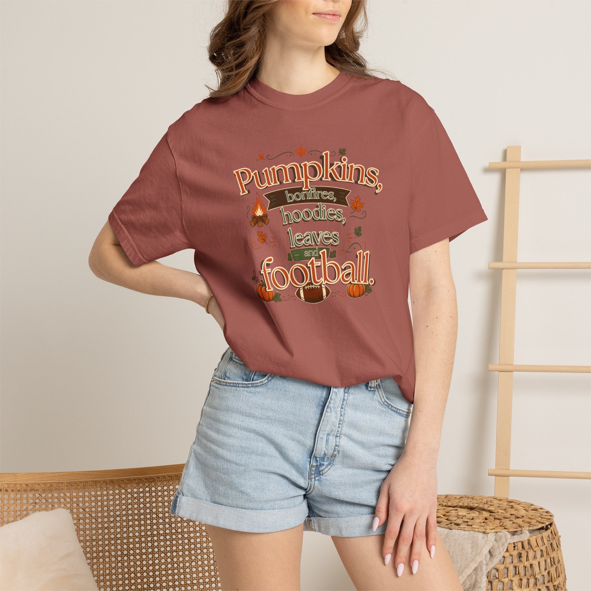 Fall Pumpkins Hoodies Leaves Football T‑Shirt