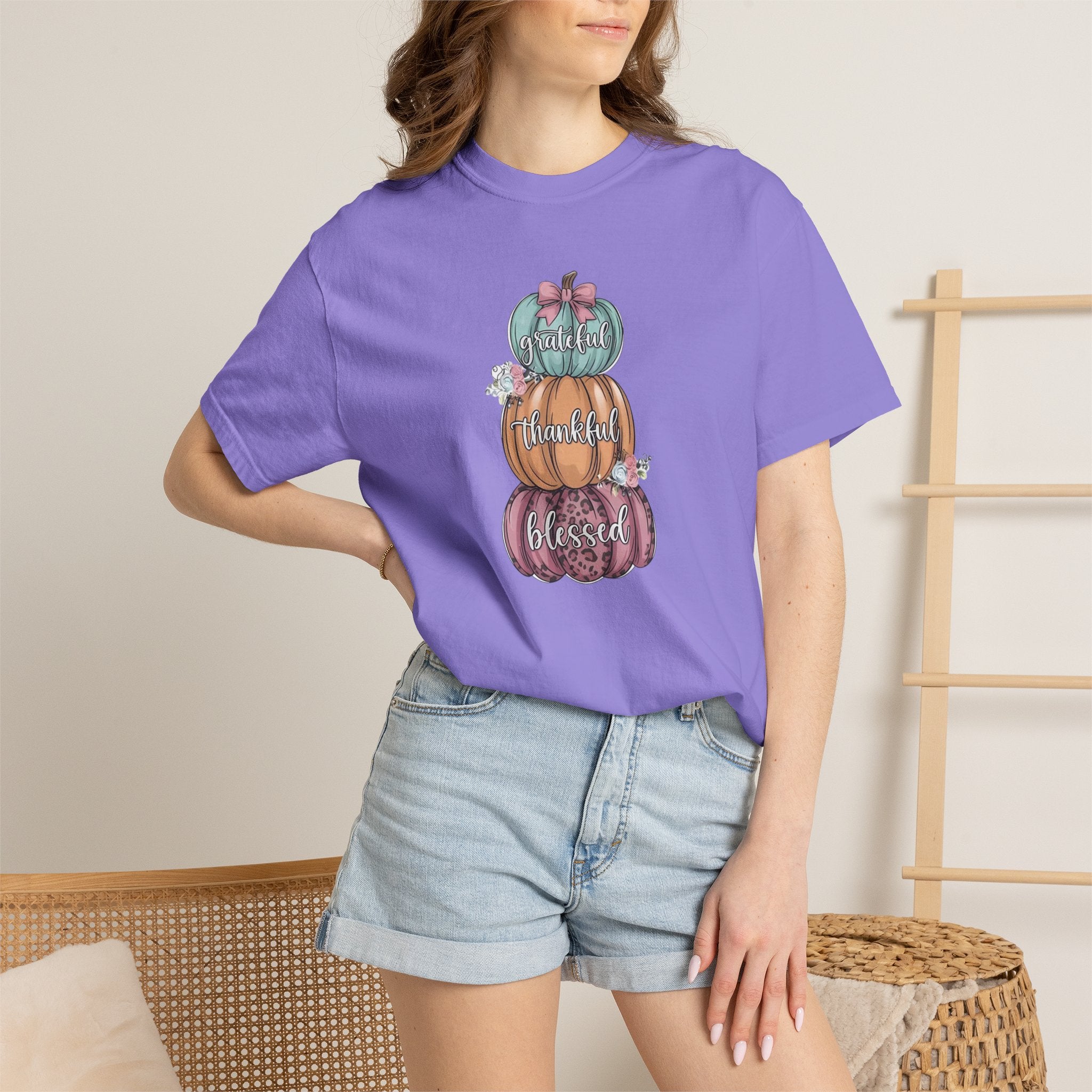 Pumpkin Stack "Grateful Thankful Blessed" T-Shirt