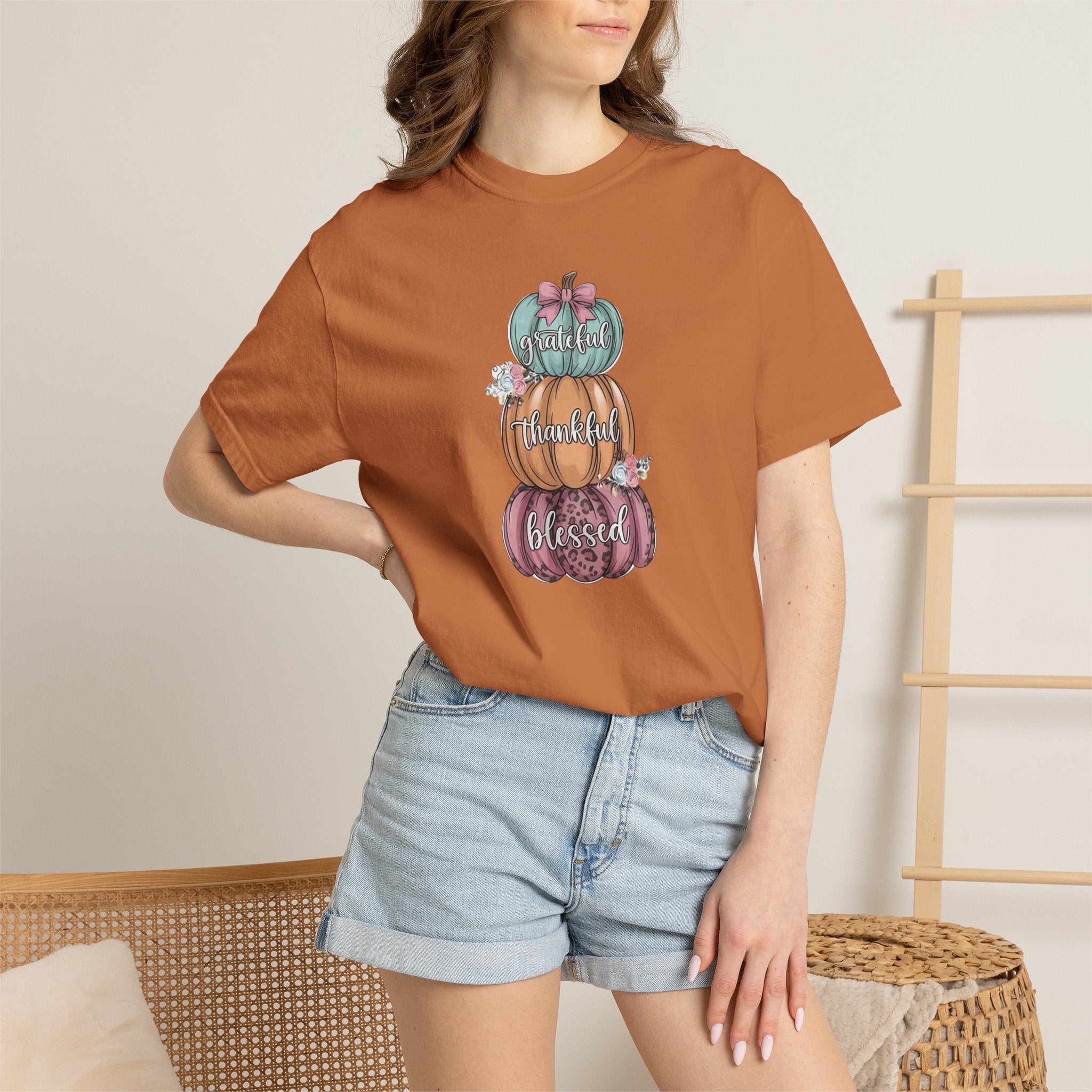 Pumpkin Stack "Grateful Thankful Blessed" T-Shirt
