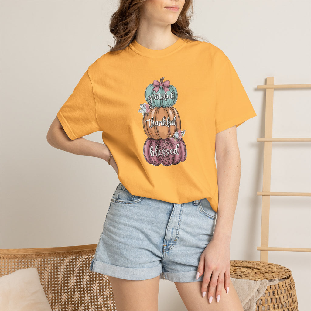 Pumpkin Stack "Grateful Thankful Blessed" T-Shirt