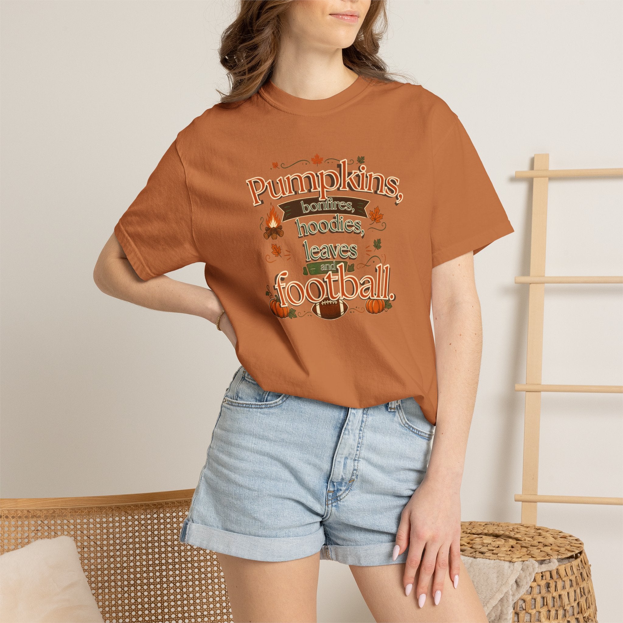 Fall Pumpkins Hoodies Leaves Football T‑Shirt