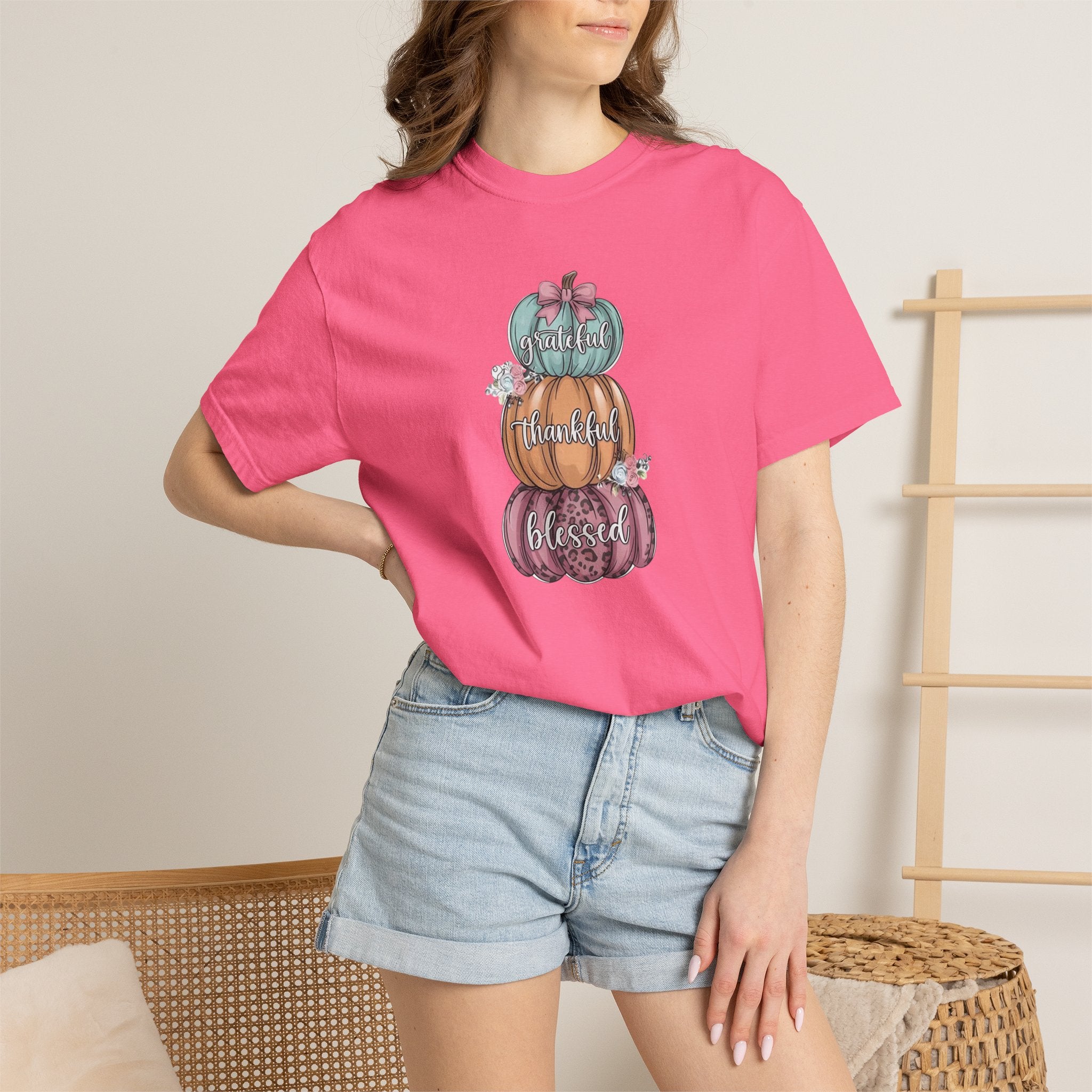 Pumpkin Stack "Grateful Thankful Blessed" T-Shirt