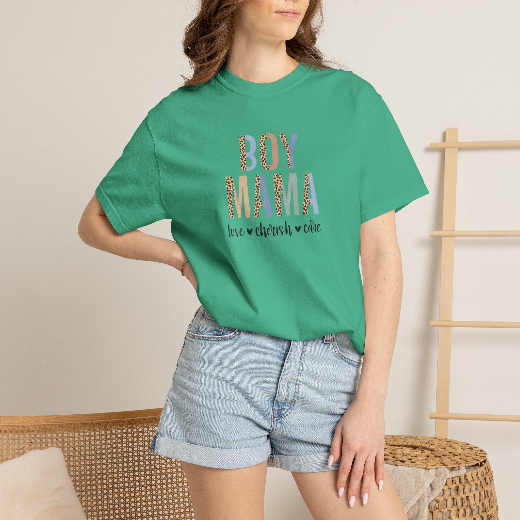 Boy Mama T-Shirt – Retro Floral 'Boy Mama' Tee with 'love  cherish  raise'