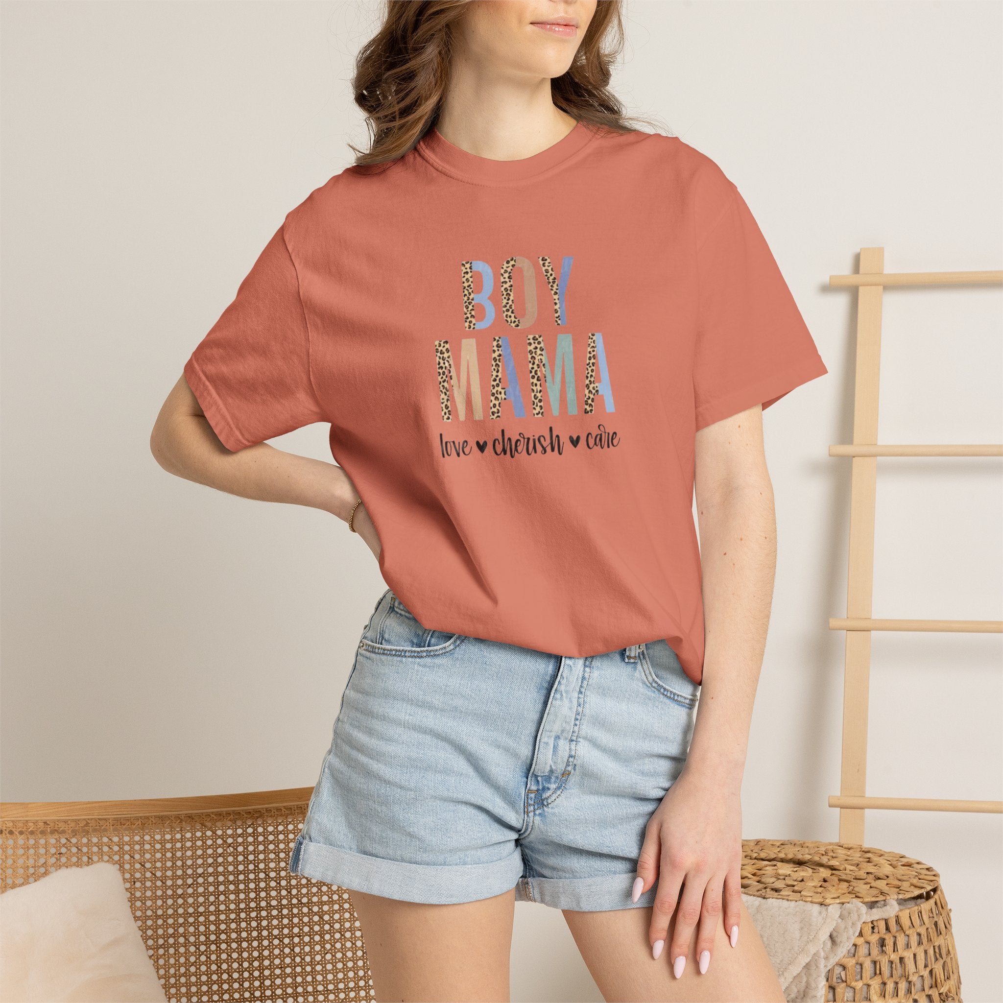 Boy Mama T-Shirt – Retro Floral 'Boy Mama' Tee with 'love  cherish  raise'