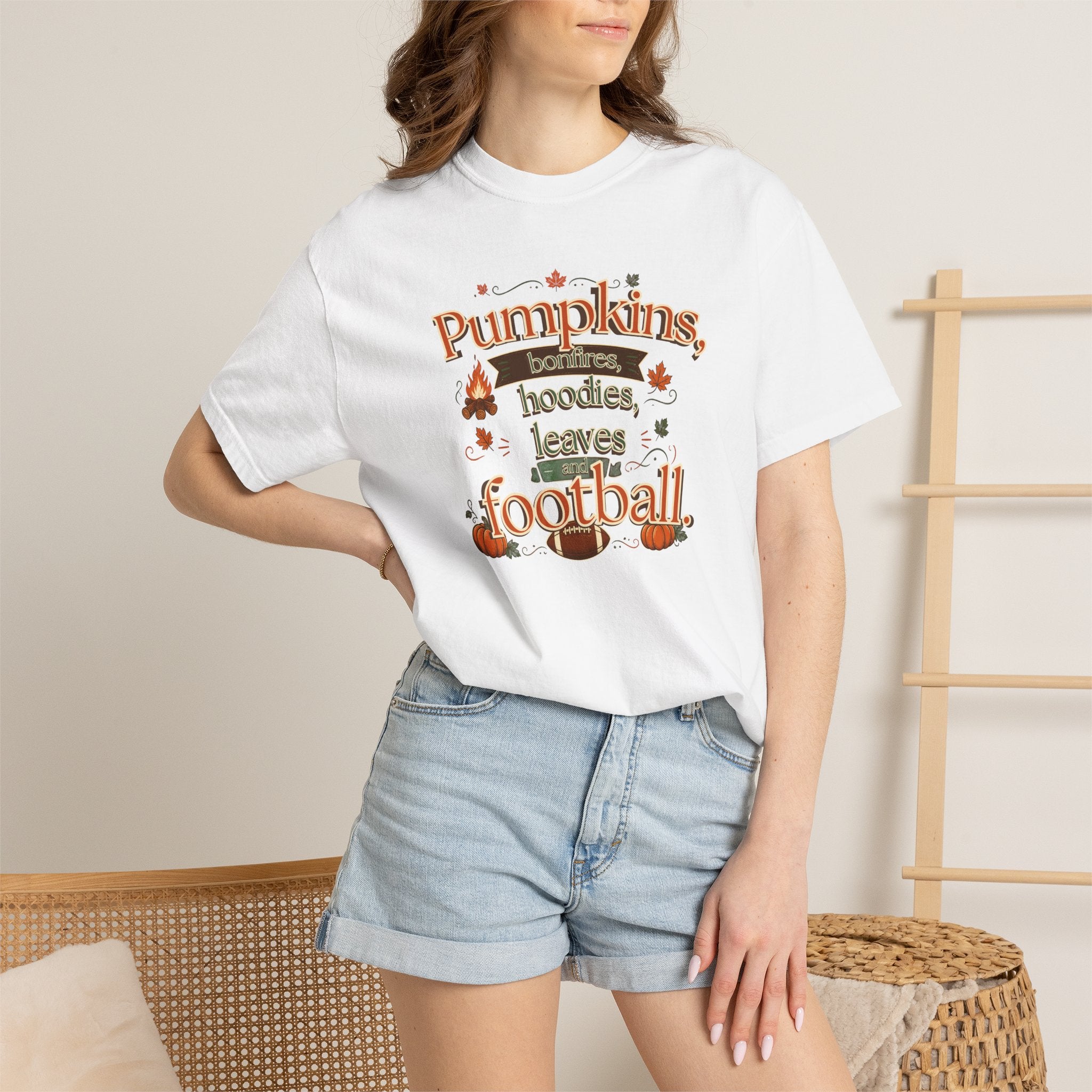 Fall Pumpkins Hoodies Leaves Football T‑Shirt
