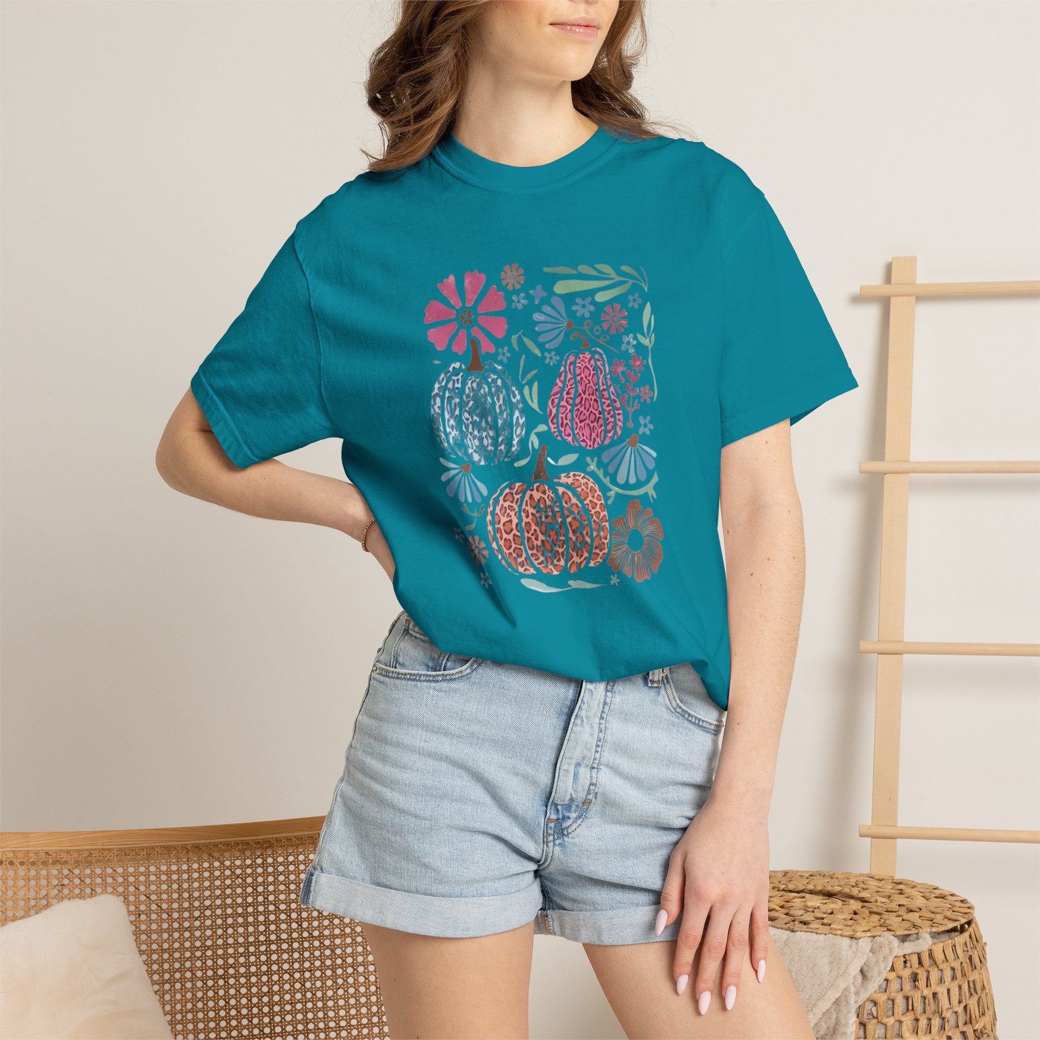 Autumn Floral Pumpkins T-Shirt