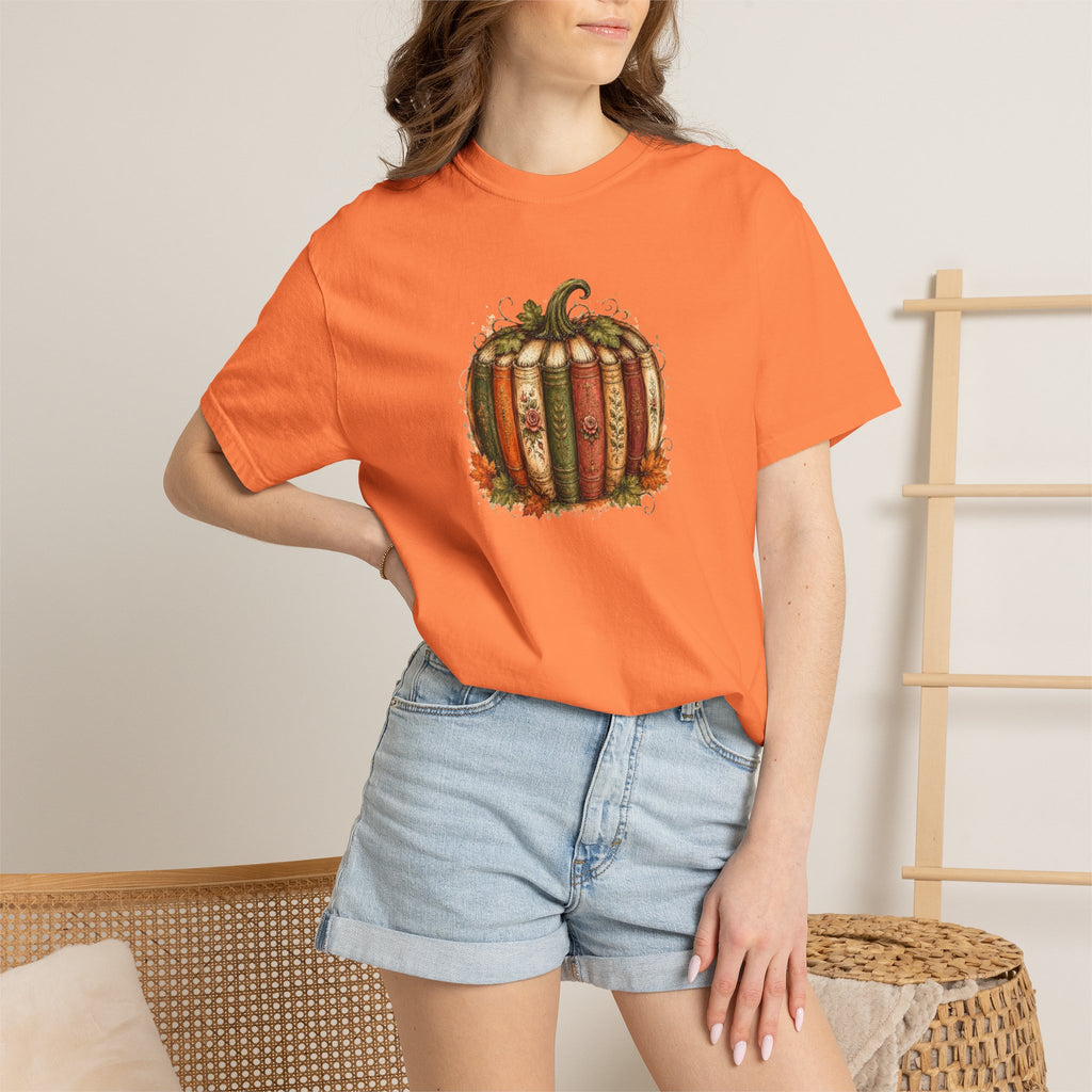 Vintage Fall Pumpkin Book Graphic T-Shirt