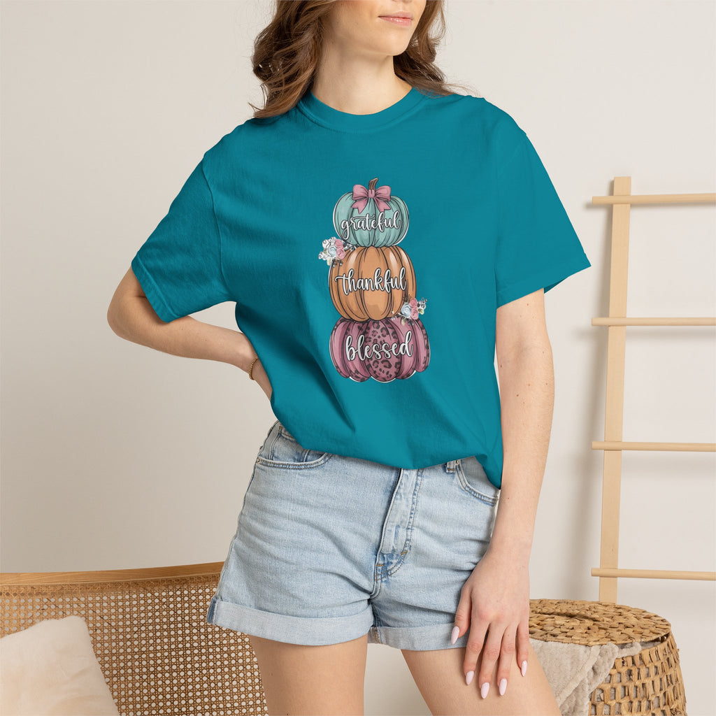 Pumpkin Stack "Grateful Thankful Blessed" T-Shirt