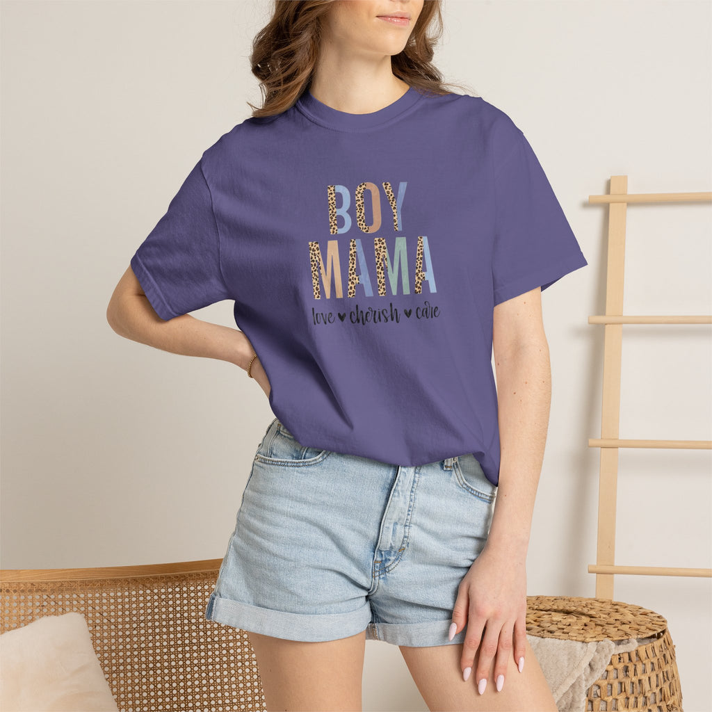 Boy Mama T-Shirt – Retro Floral 'Boy Mama' Tee with 'love  cherish  raise'
