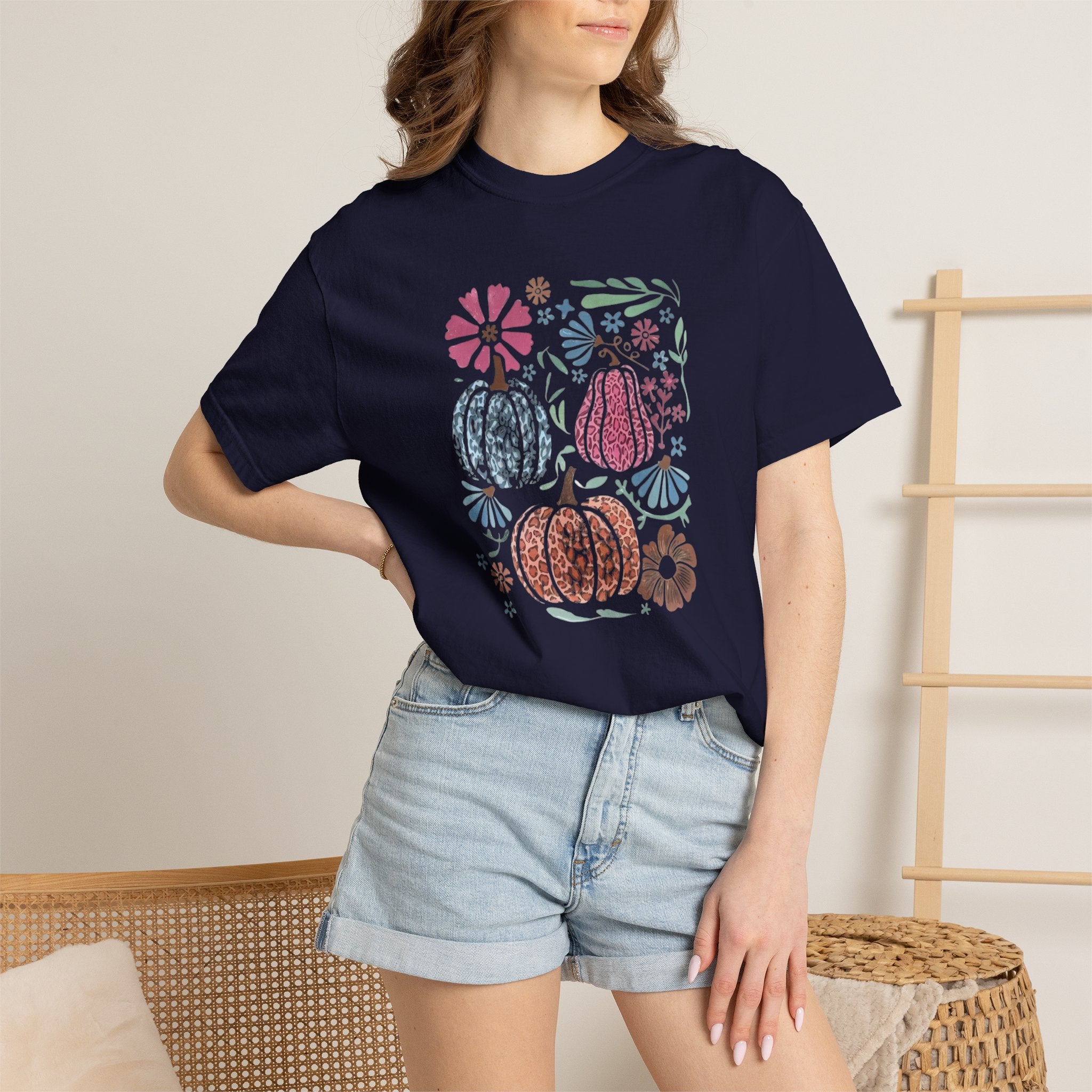 Autumn Floral Pumpkins T-Shirt