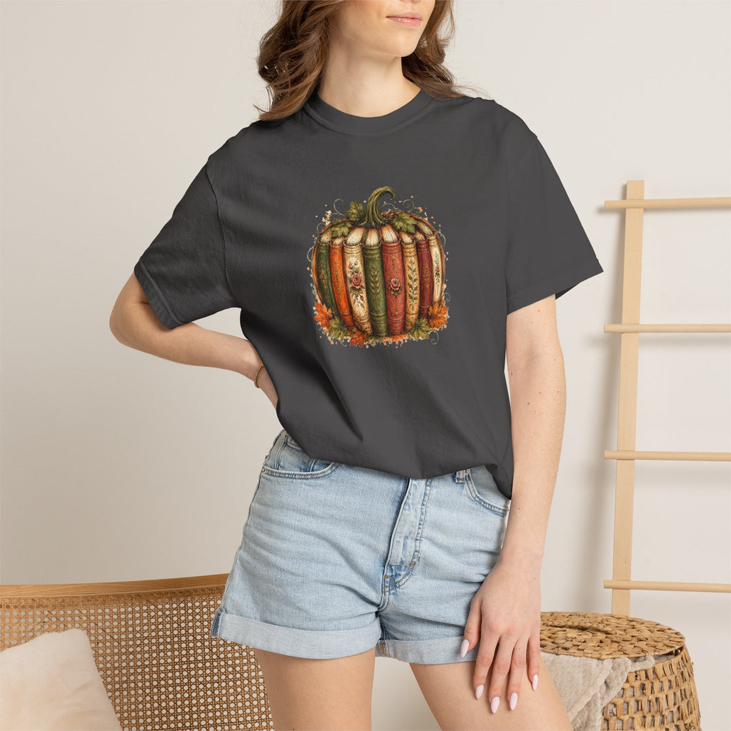 Vintage Fall Pumpkin Book Graphic T-Shirt