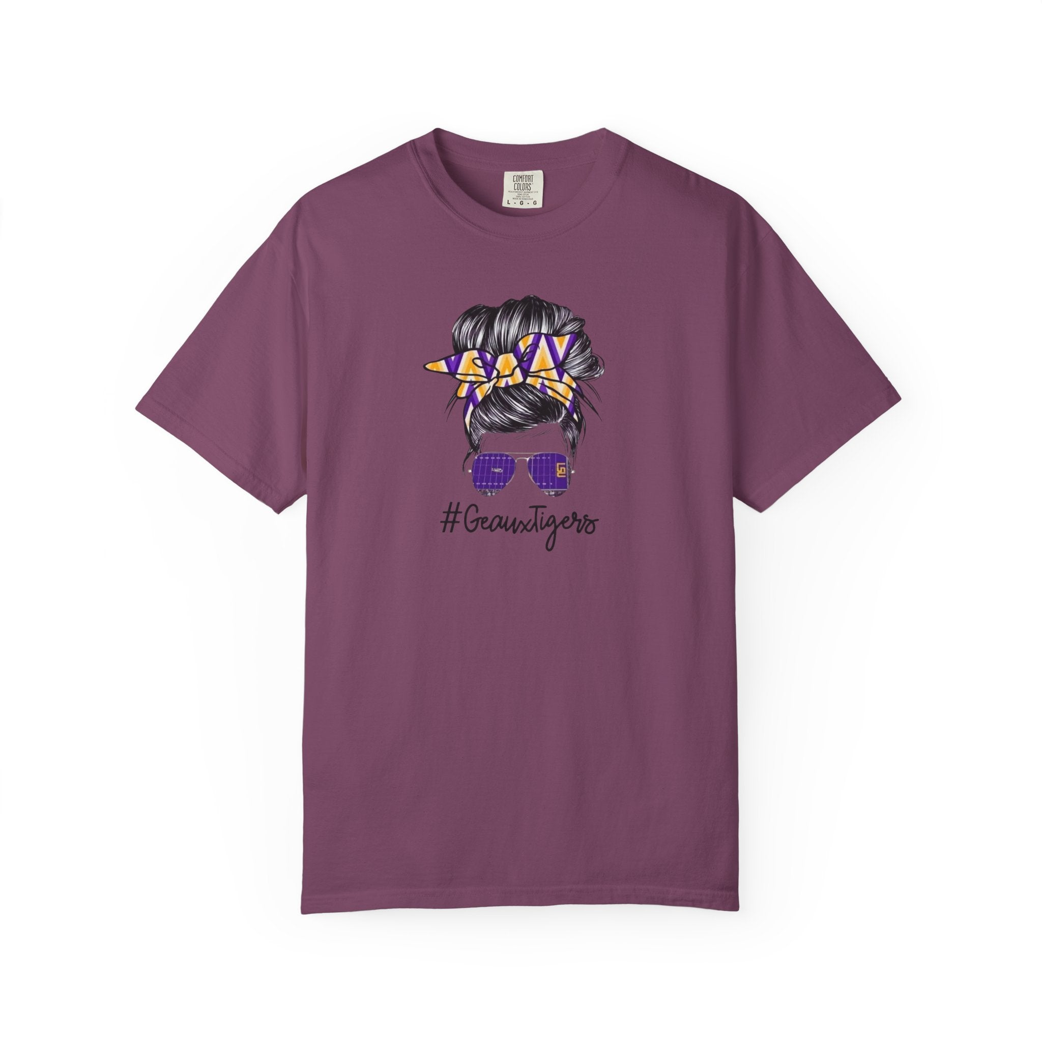 Gravtigers Hair Bun Sunglasses Graphic Tee