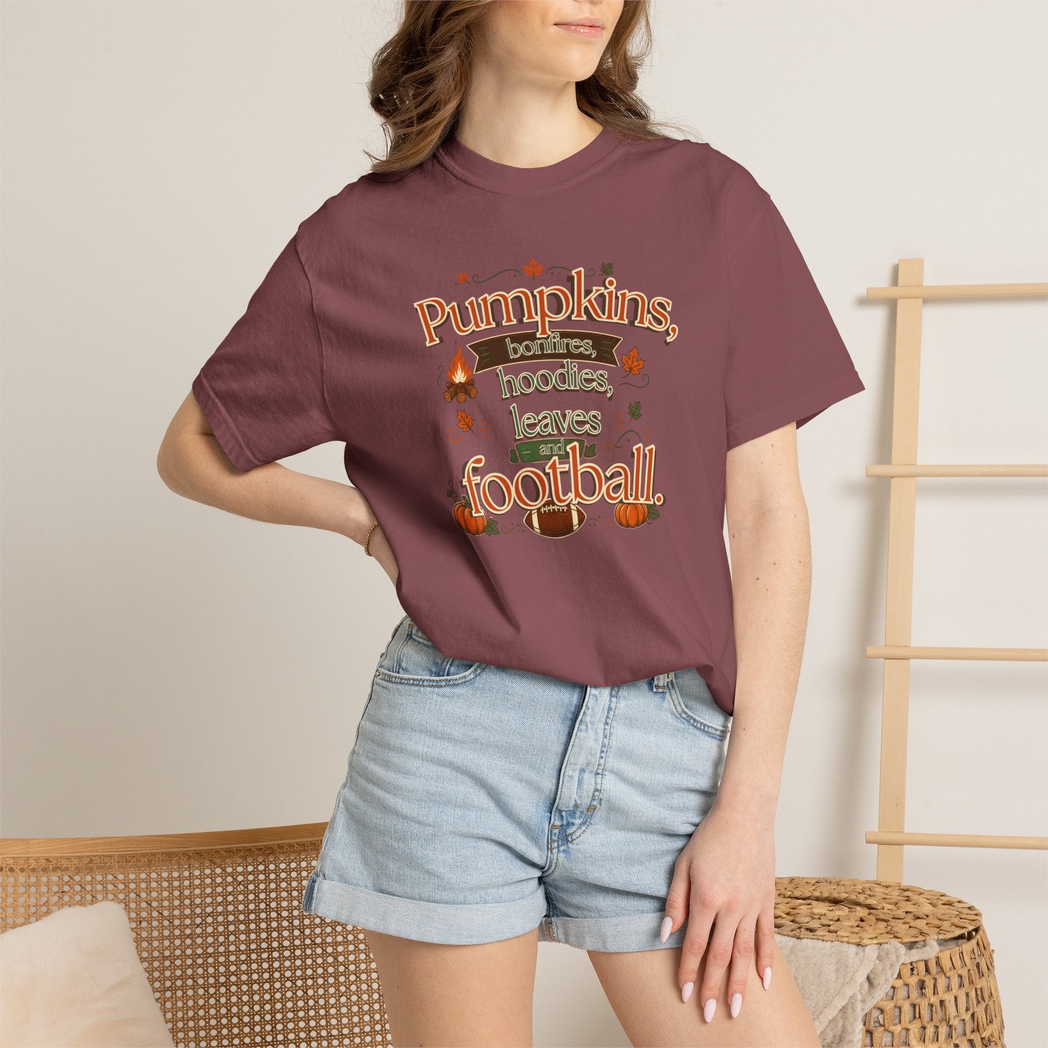 Fall Pumpkins Hoodies Leaves Football T‑Shirt