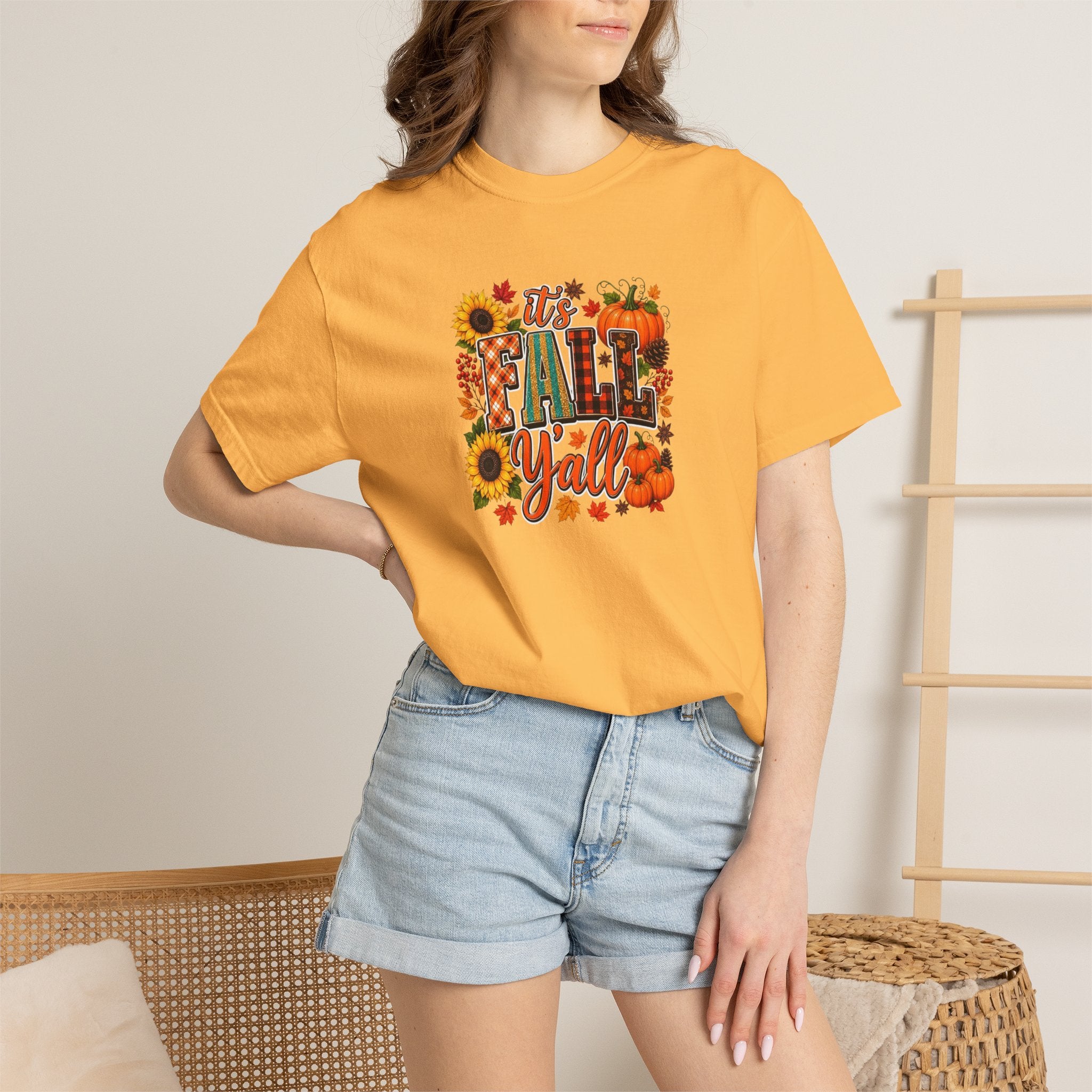 Fall Y'all T-Shirt — Autumn Pumpkin & Sunflower Graphic Tee
