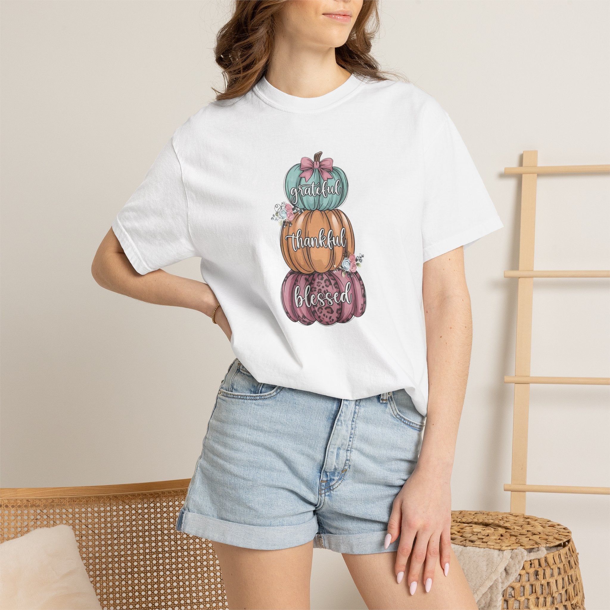 Pumpkin Stack "Grateful Thankful Blessed" T-Shirt